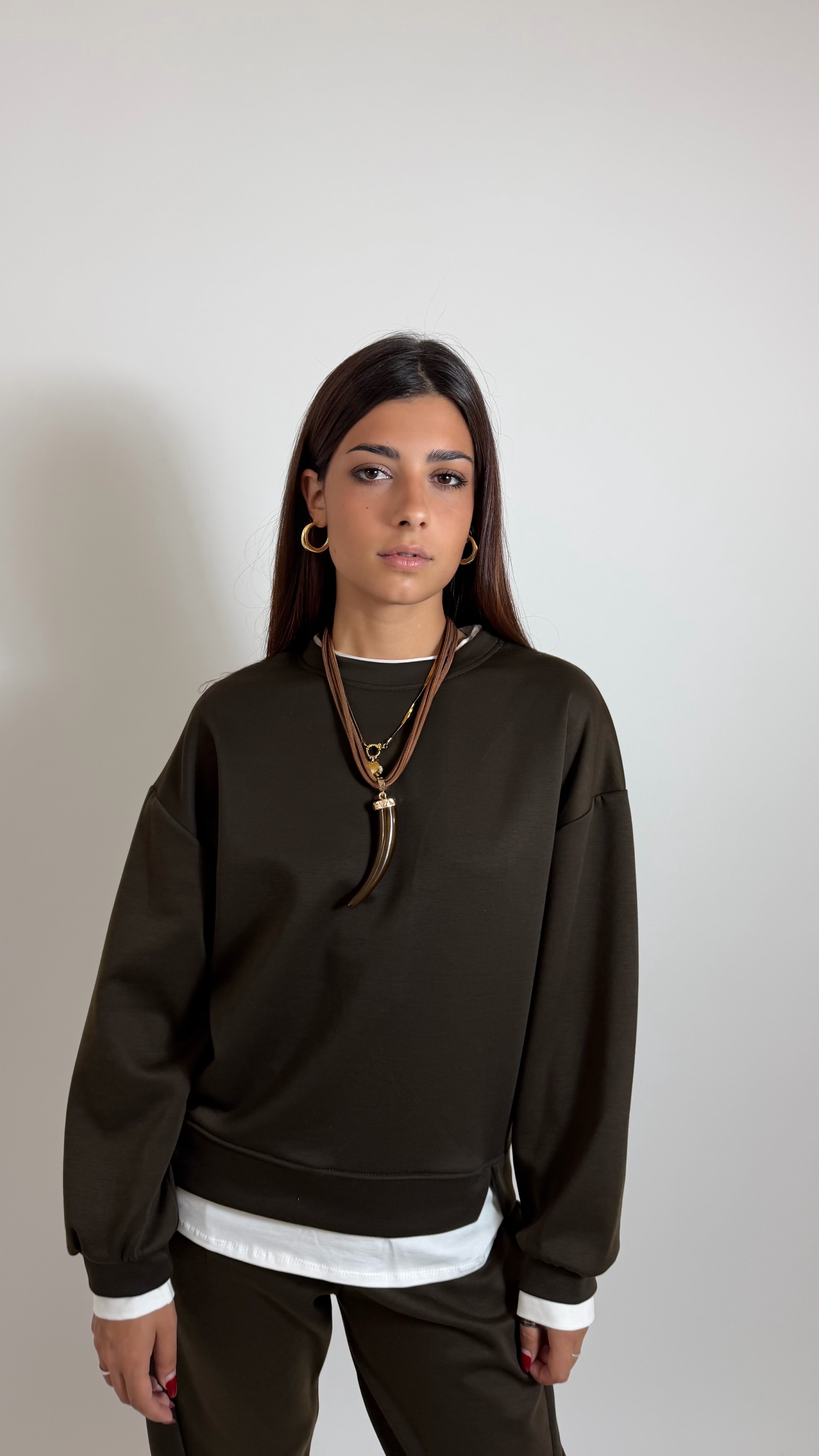 Felpa Con Maglia Over Choco
