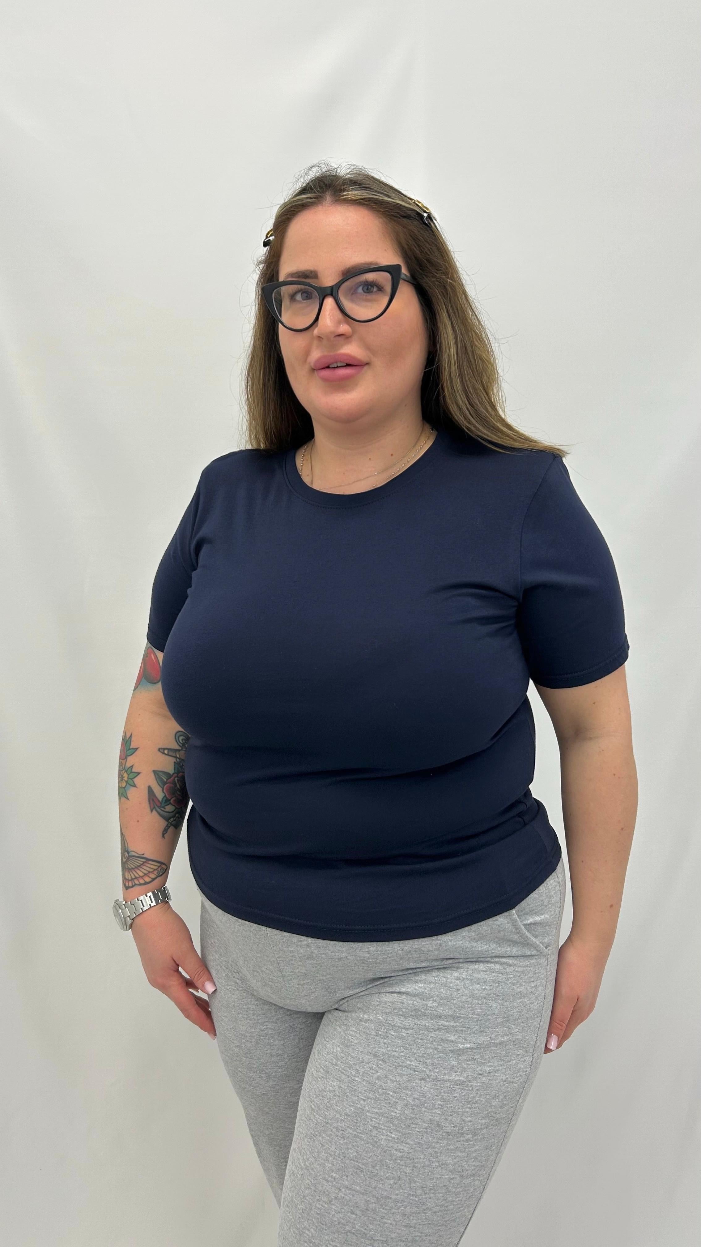 T-Shirt Over con spallina Blu Notte