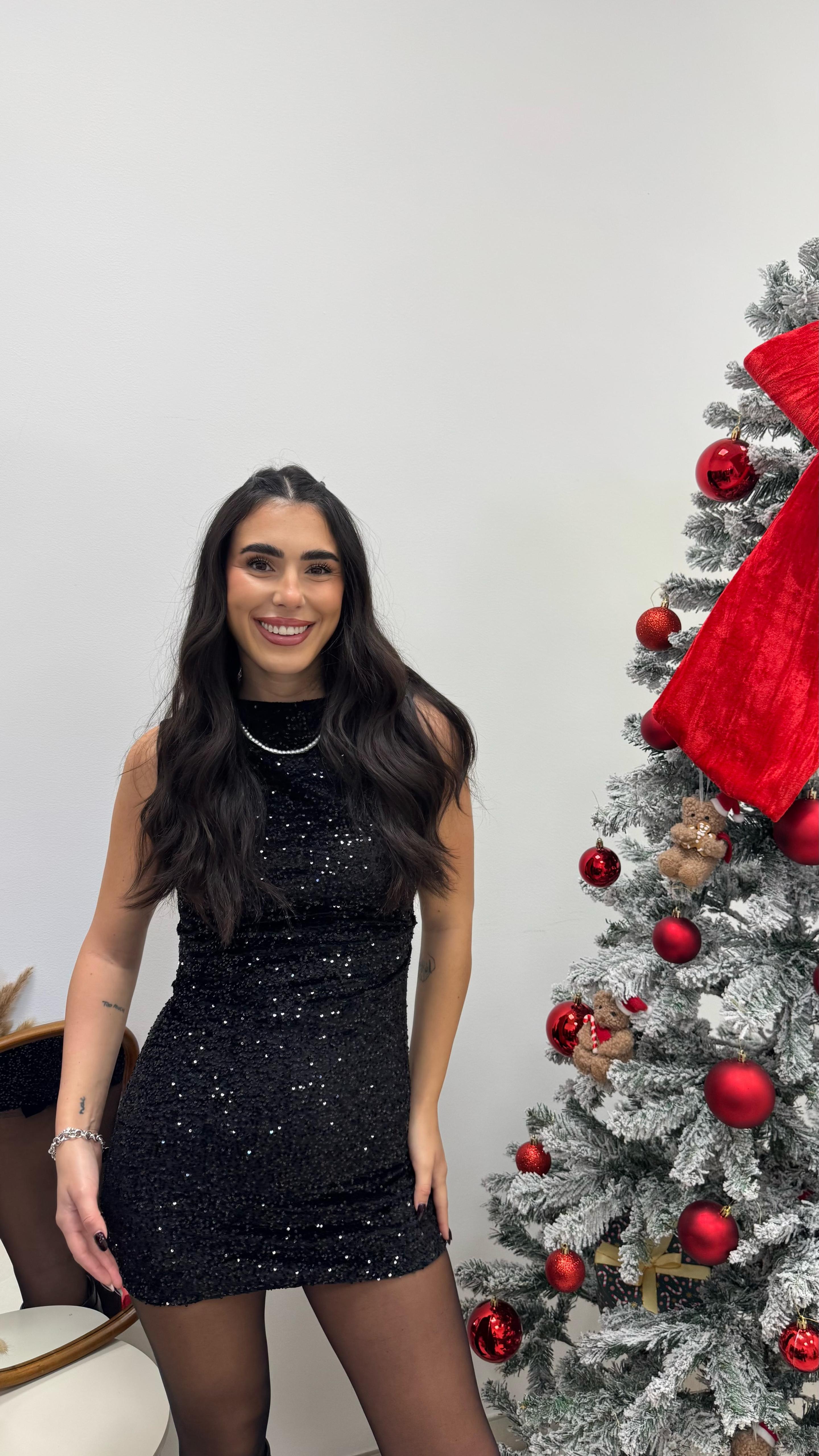 🥂Abito Velvet Sparkle Nero