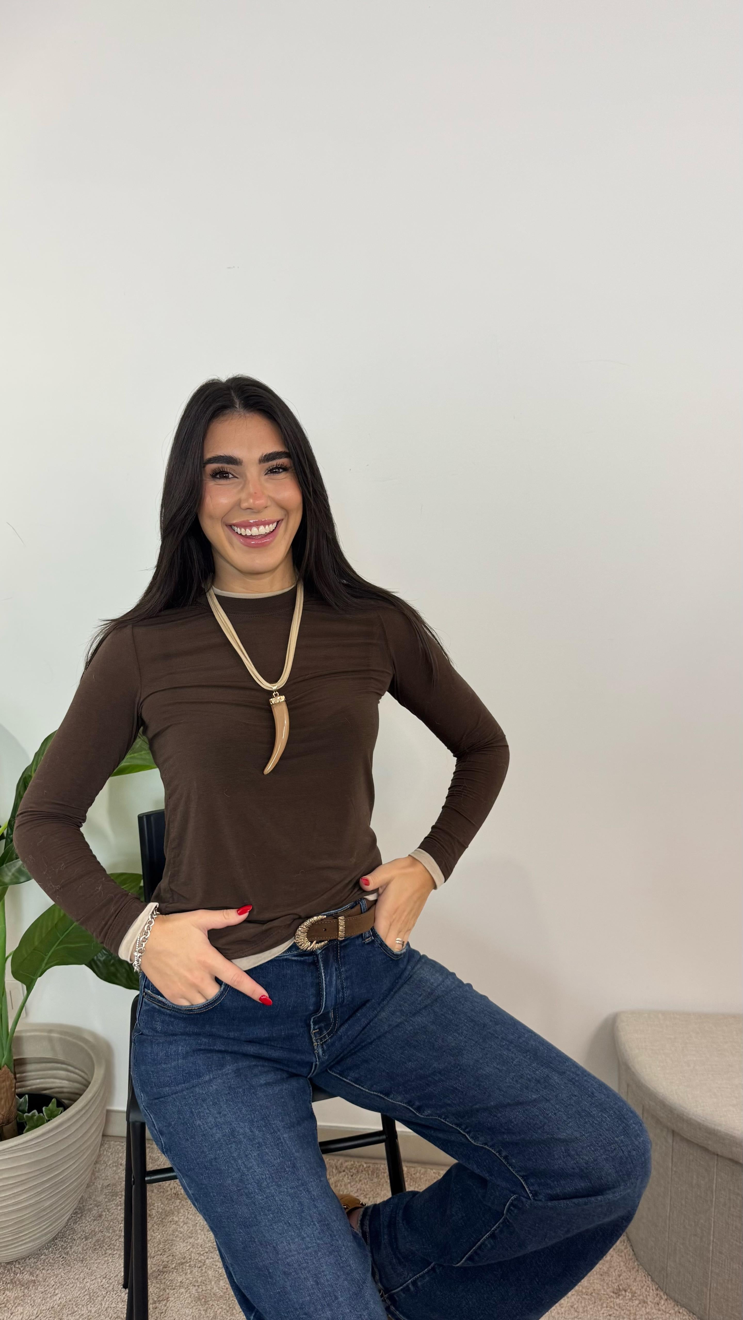 Maglia Cashmere Bicolor Choco