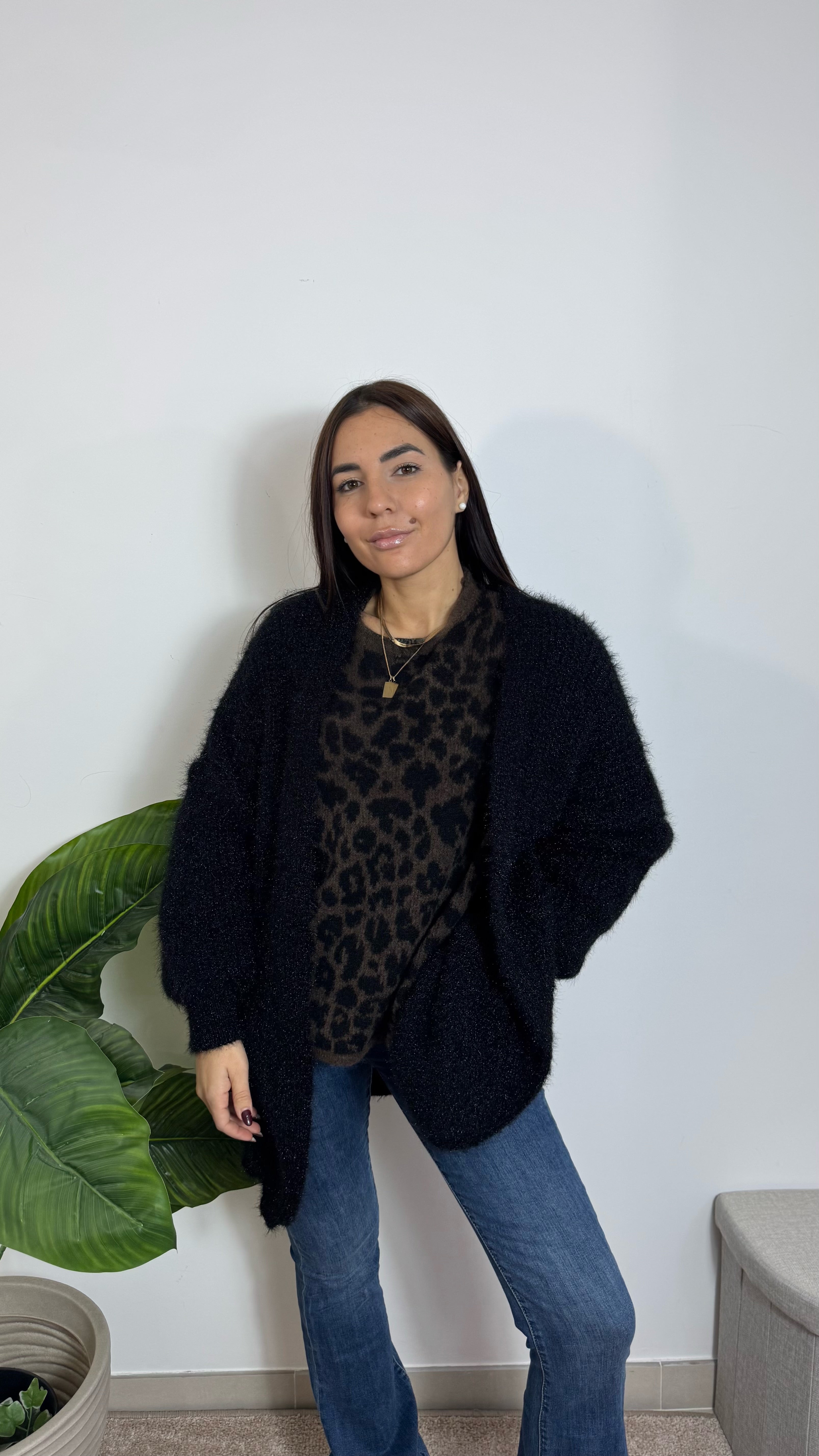 Cardigan Tex Lurex Nero