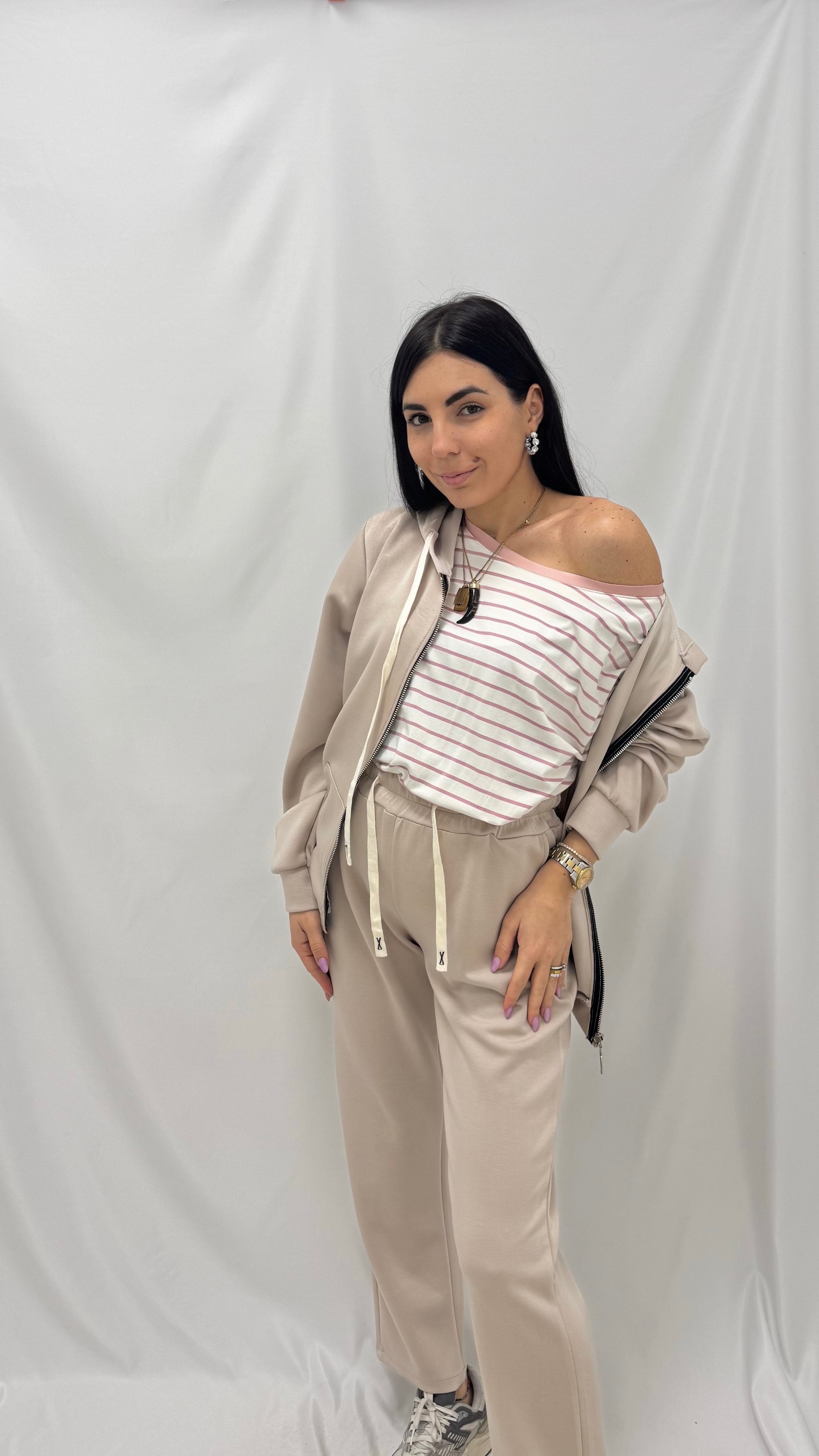 Maglia Kim Oversize Stripes Pink Soft