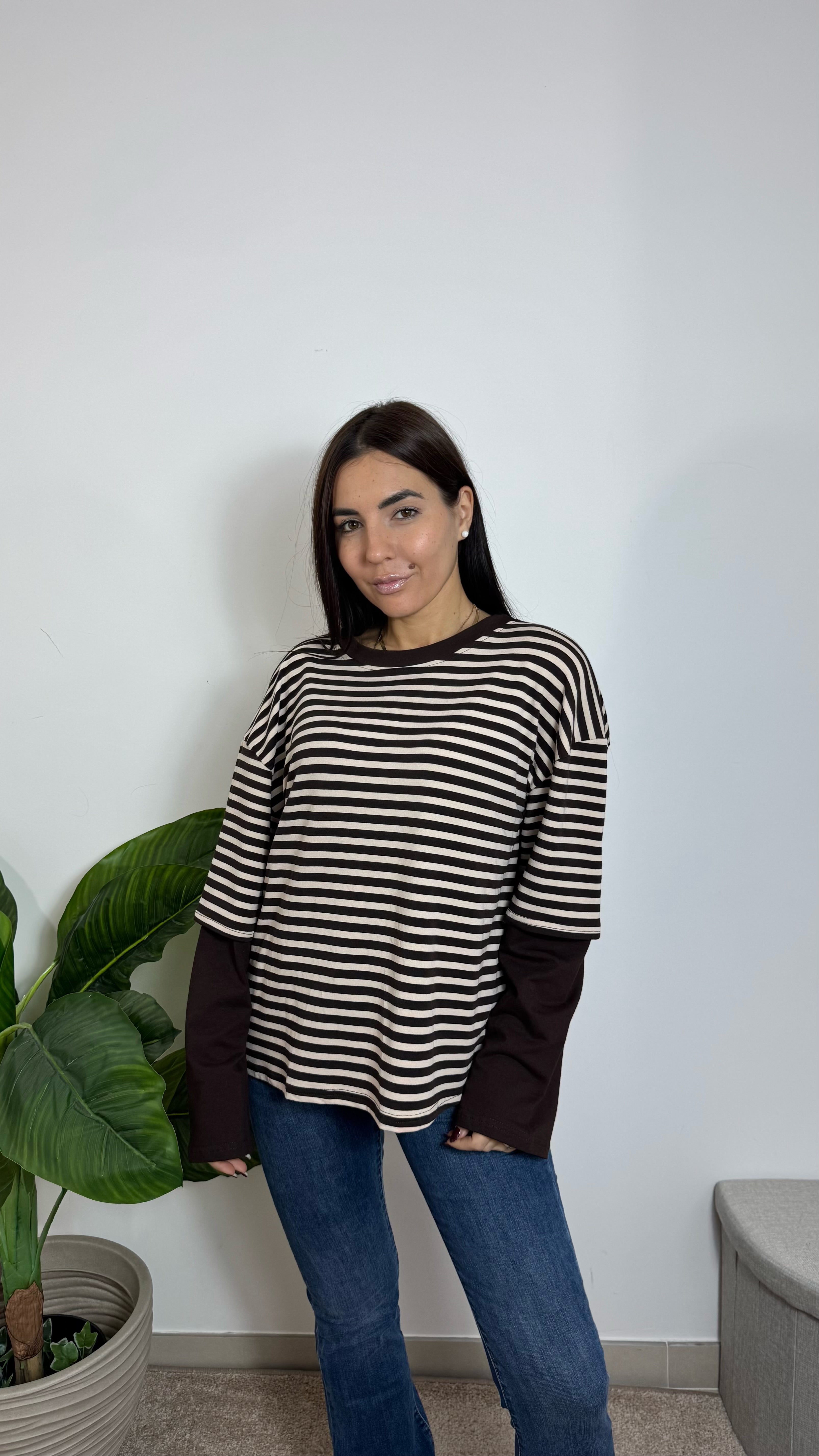 Maglia Stripes Manicotti Choco