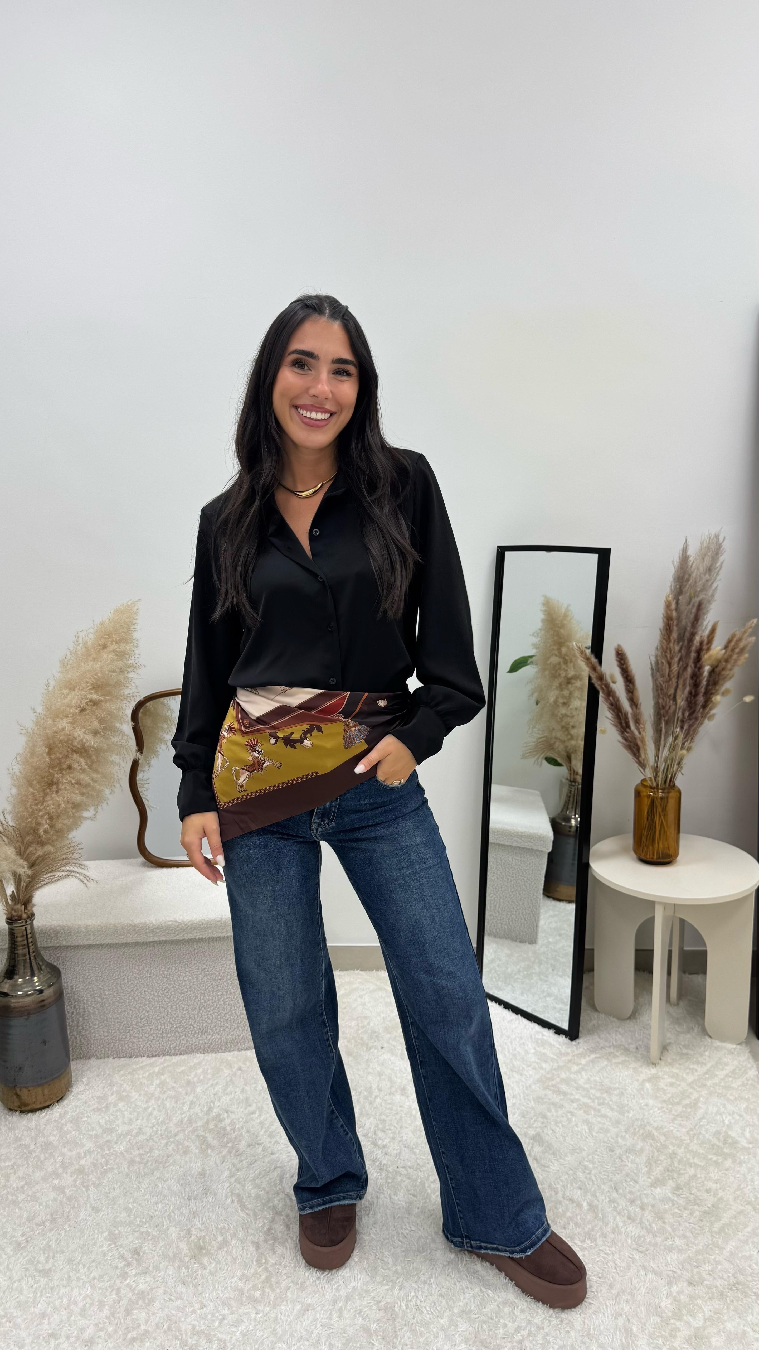 Camicia Con Foulard Nera