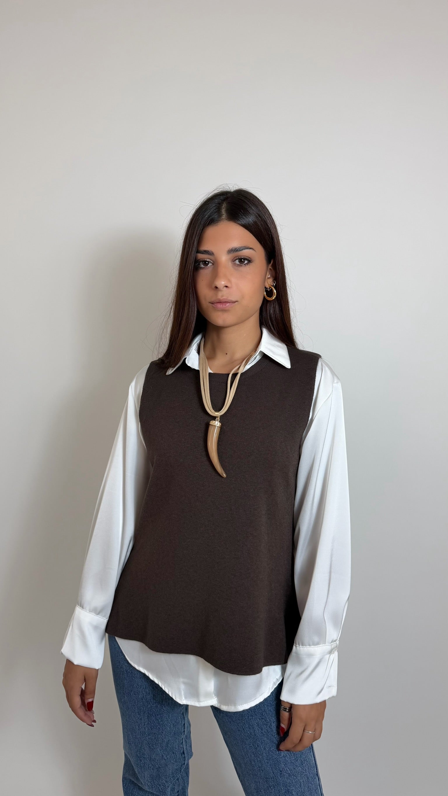 Gilet Side Bow Choco