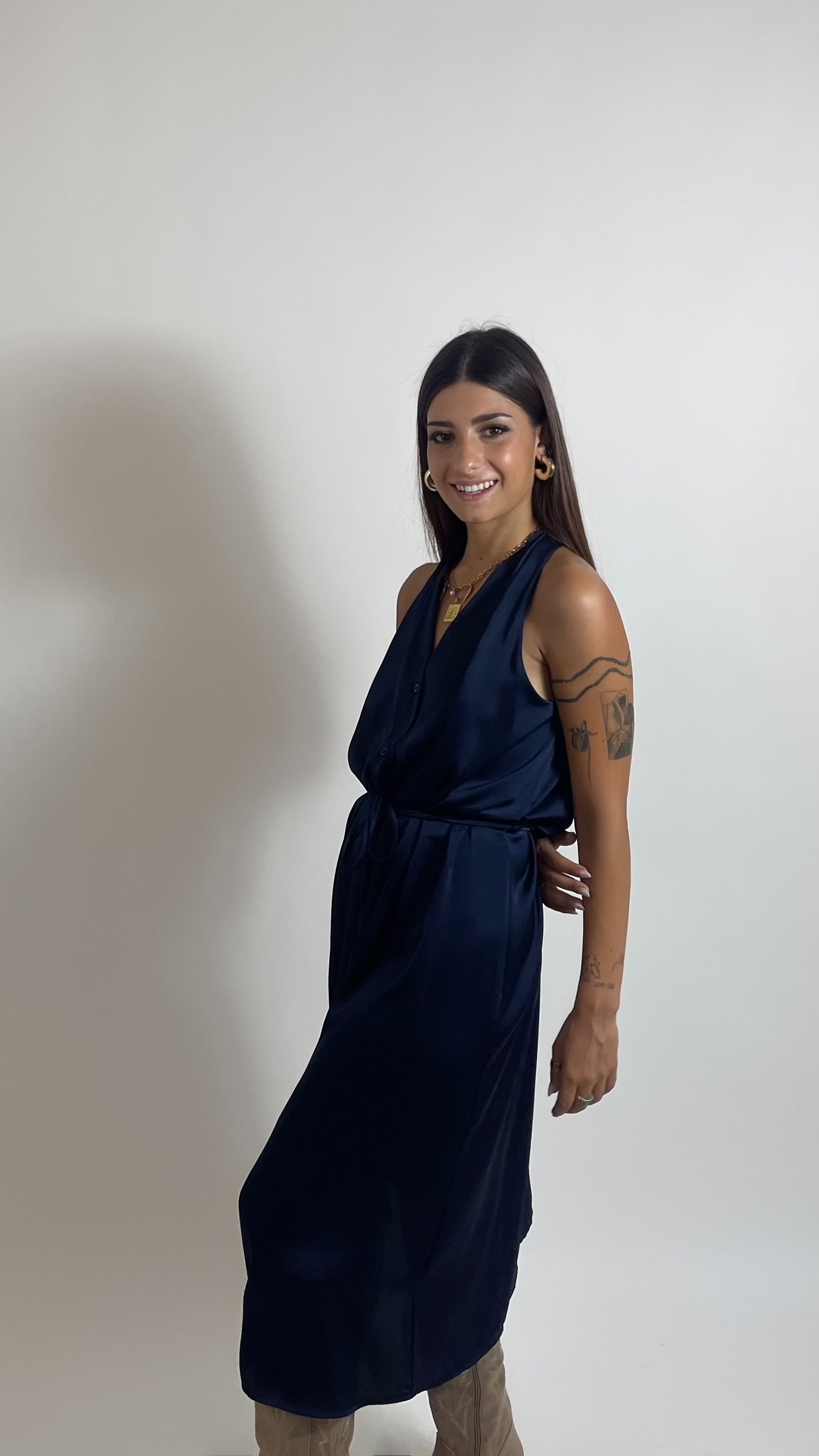 Abito Satin Flow Blu