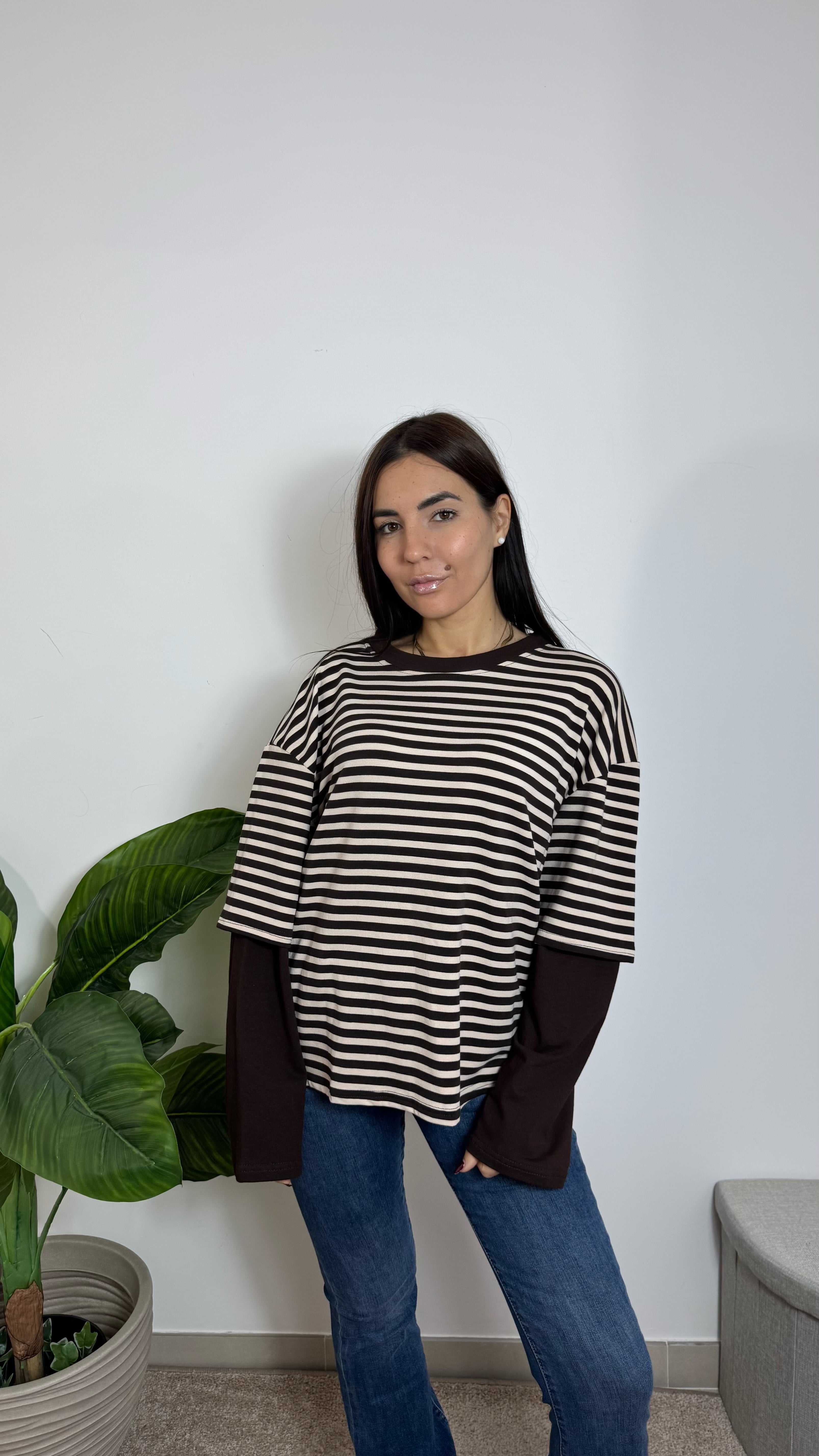 Maglia Stripes Manicotti Choco