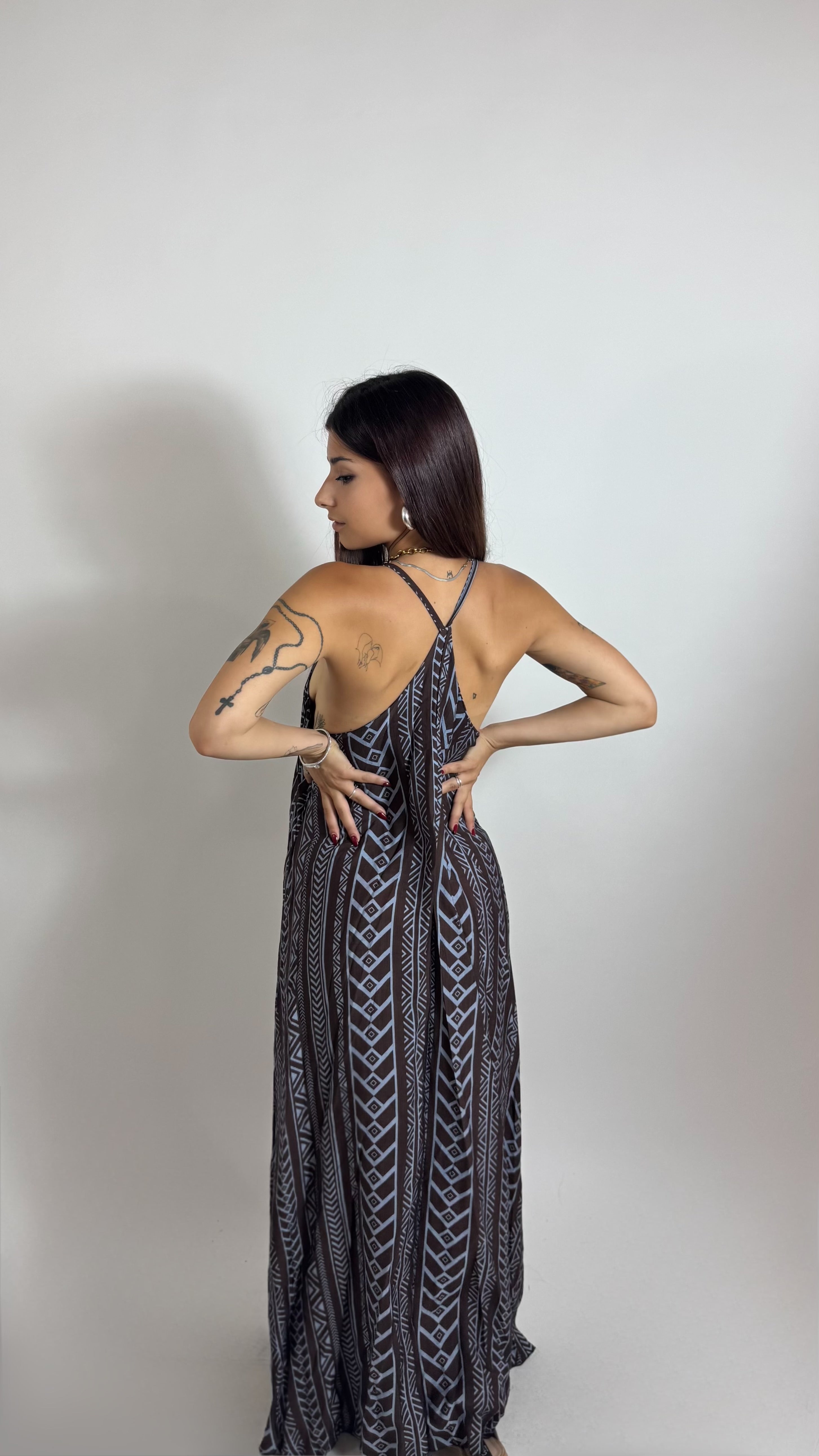 Maxi Dress Tribal Moka/Indaco