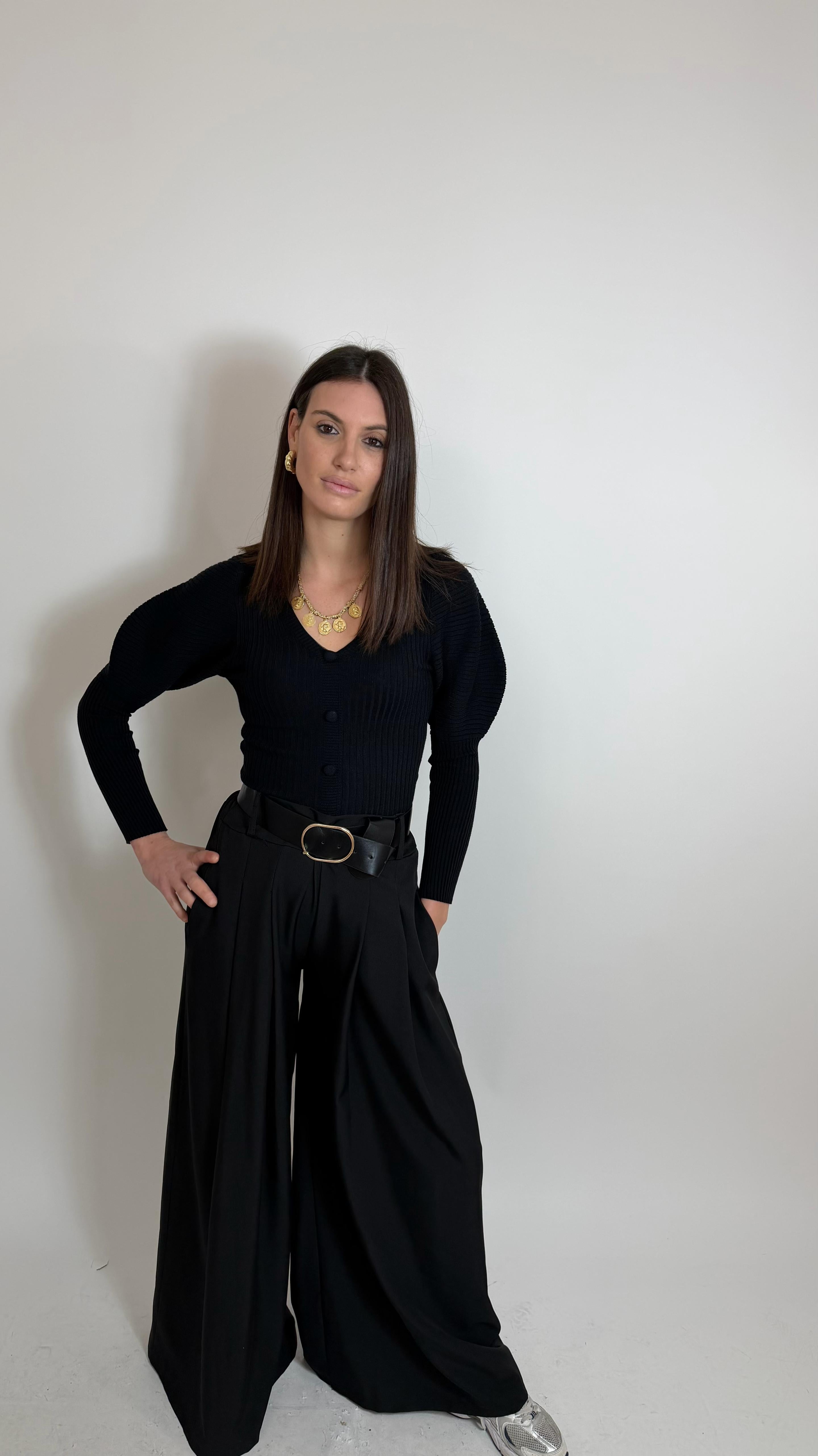 Pantalone Full Lenght Con Cinta Nero