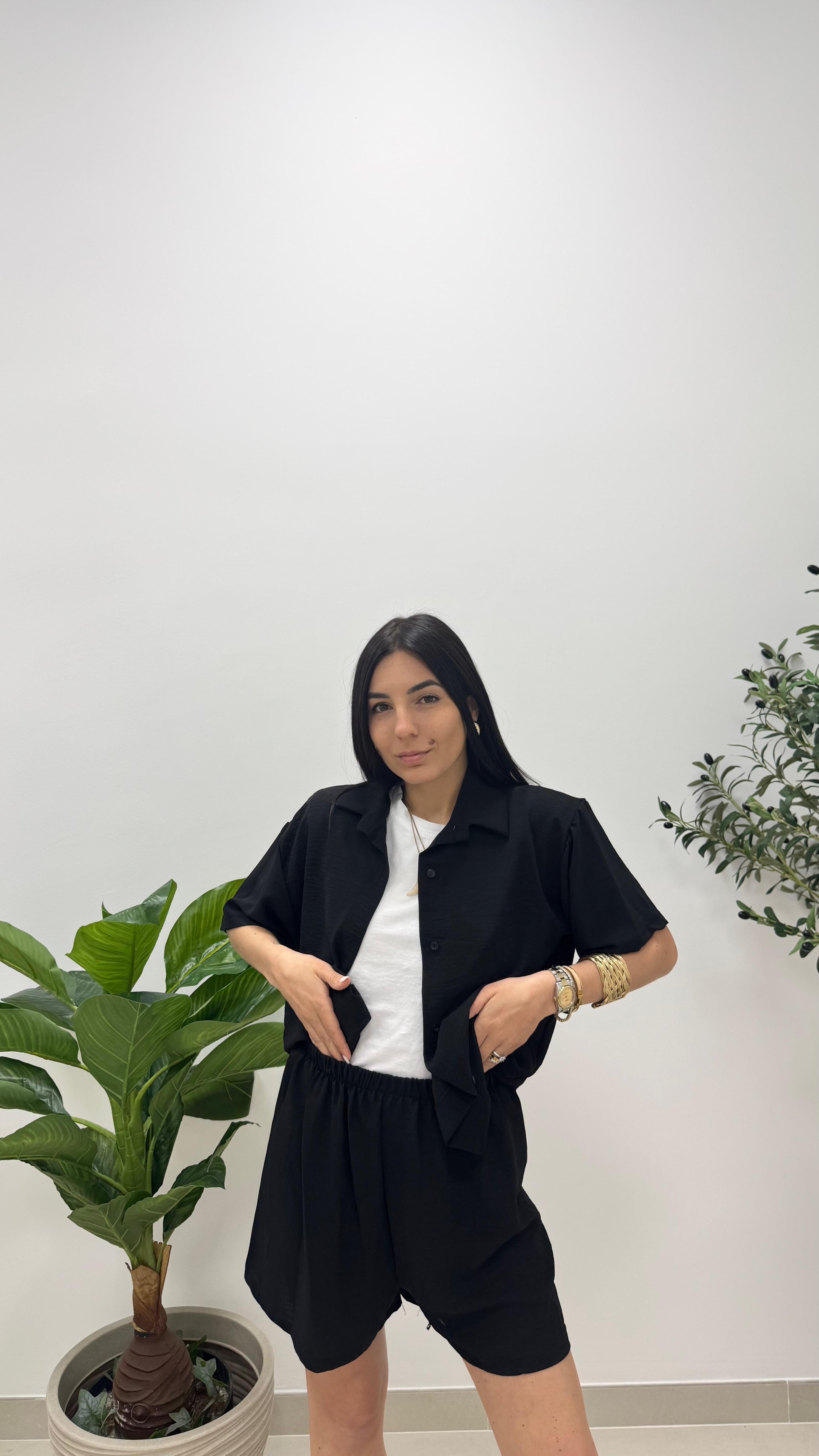 Set Utility Shorts e Camicia Nero