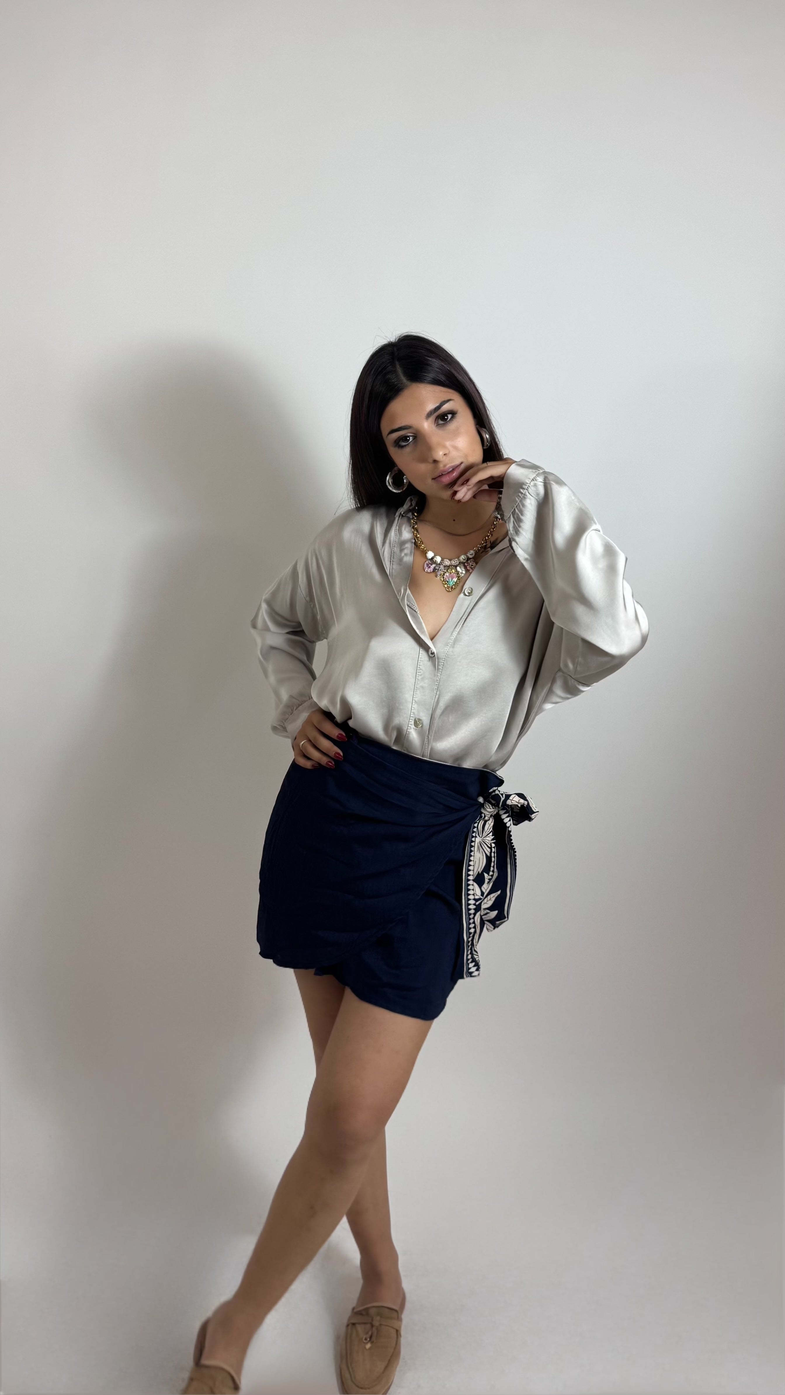 Mini Gonna Pareo Boho Blu