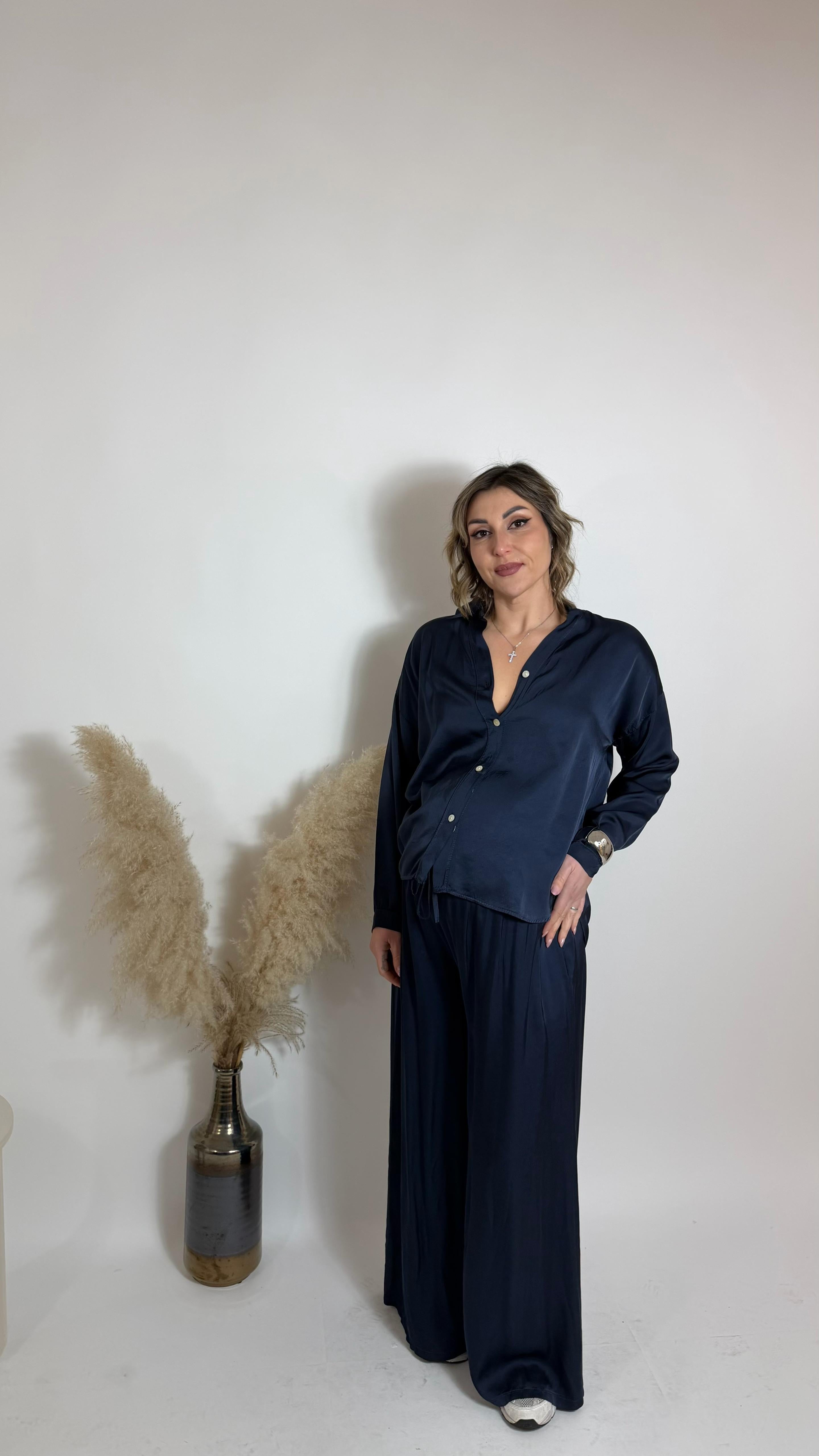 Mix & Match Set - Raso Di Viscosa - Blu Notte