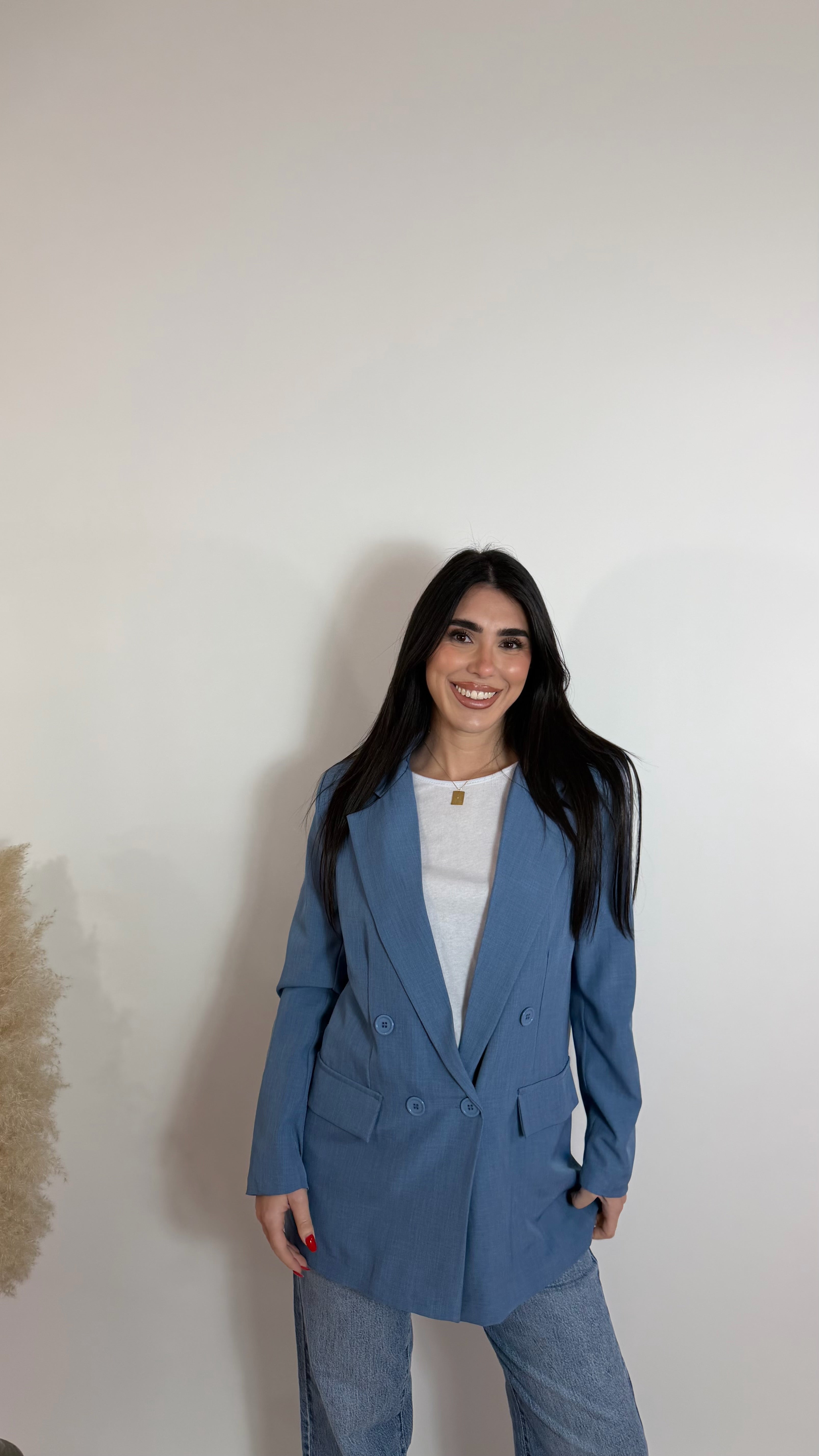 Giacca Doppiopetto Azzurro Denim