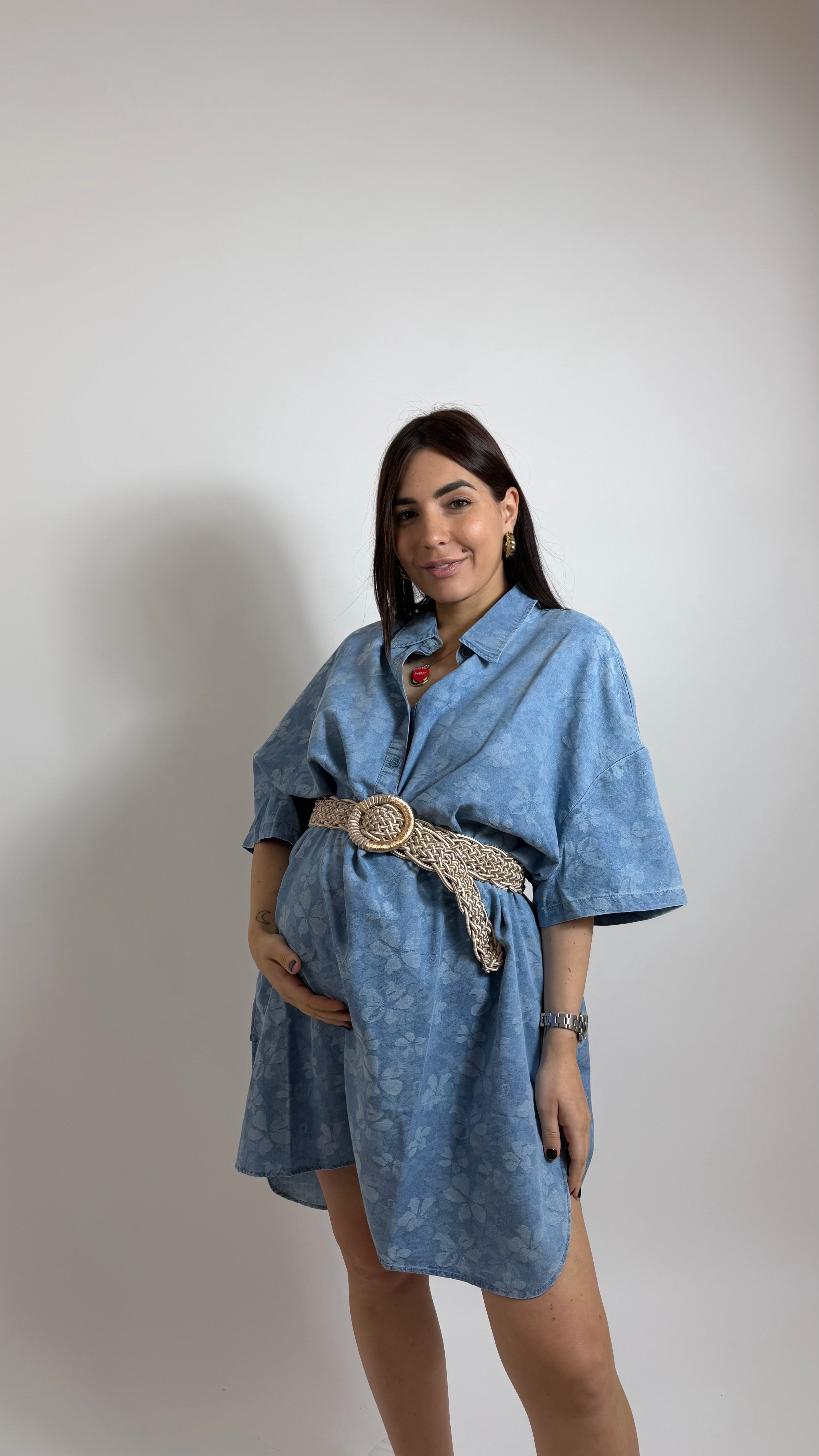 The Italian Denim Dress Flower Light