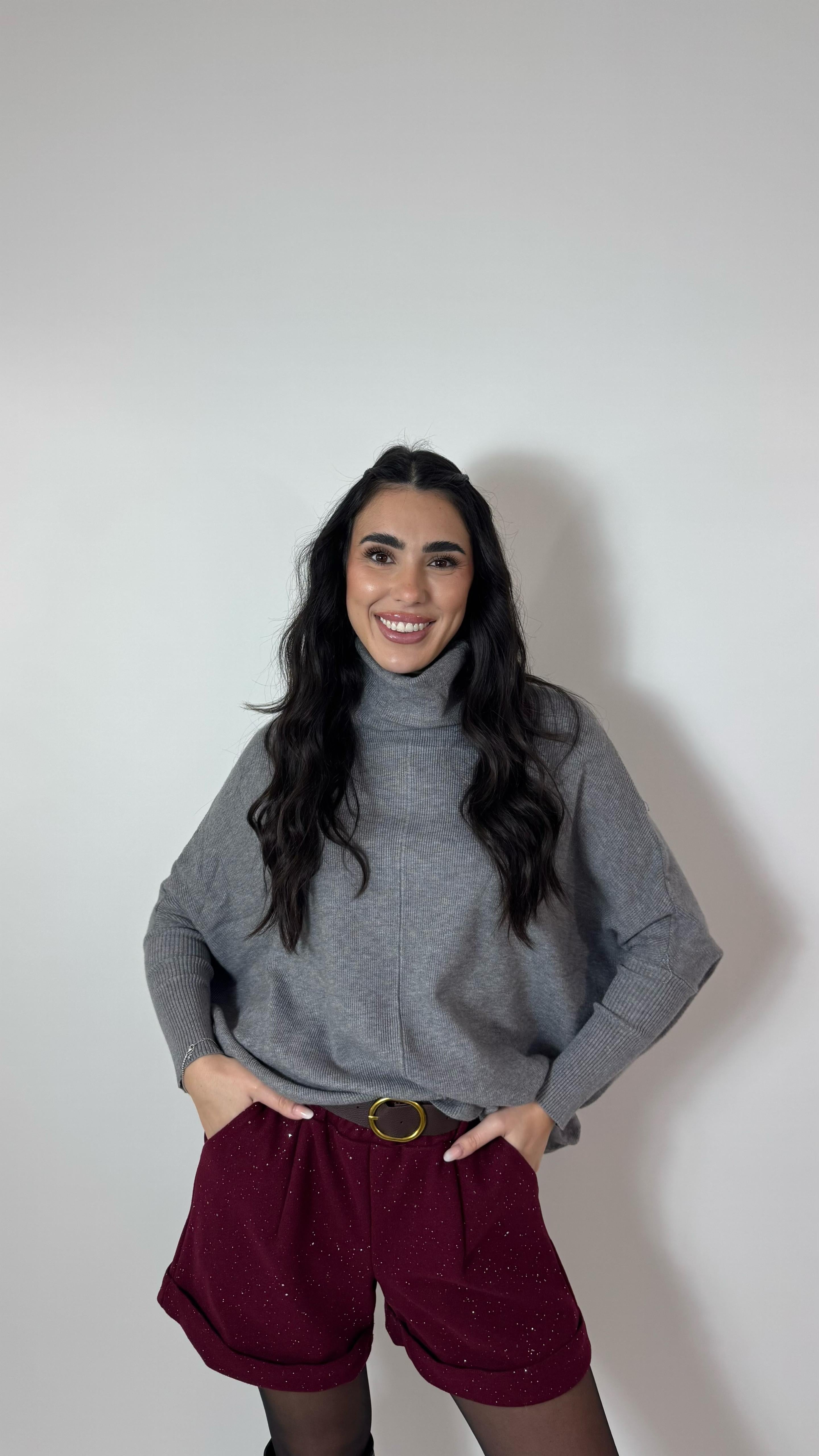 Shorts In Panno - Punti Luce Burgundy