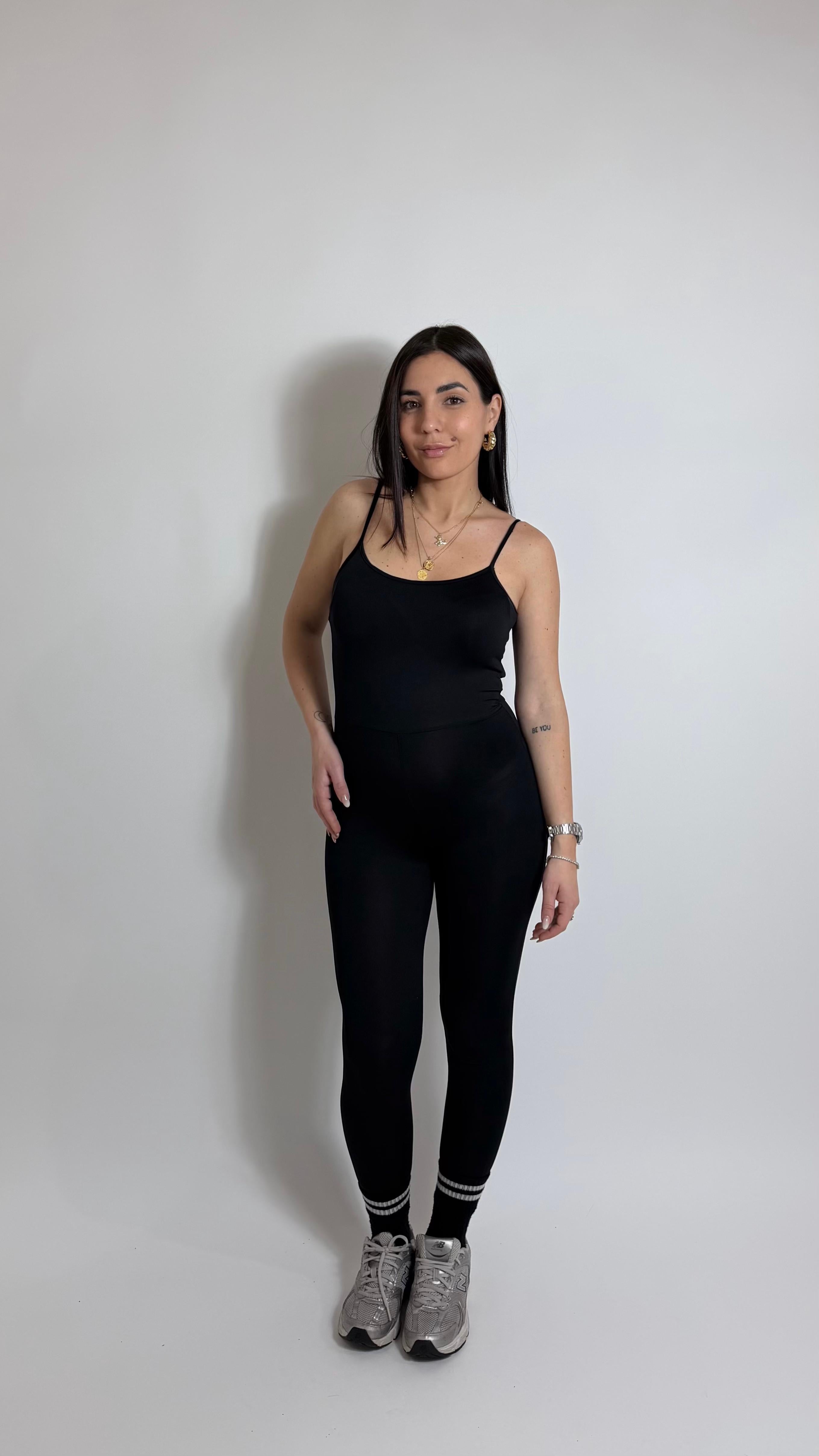 Jumpsuit Second Skin - Bretella Sottile - Sigaretta / Nera