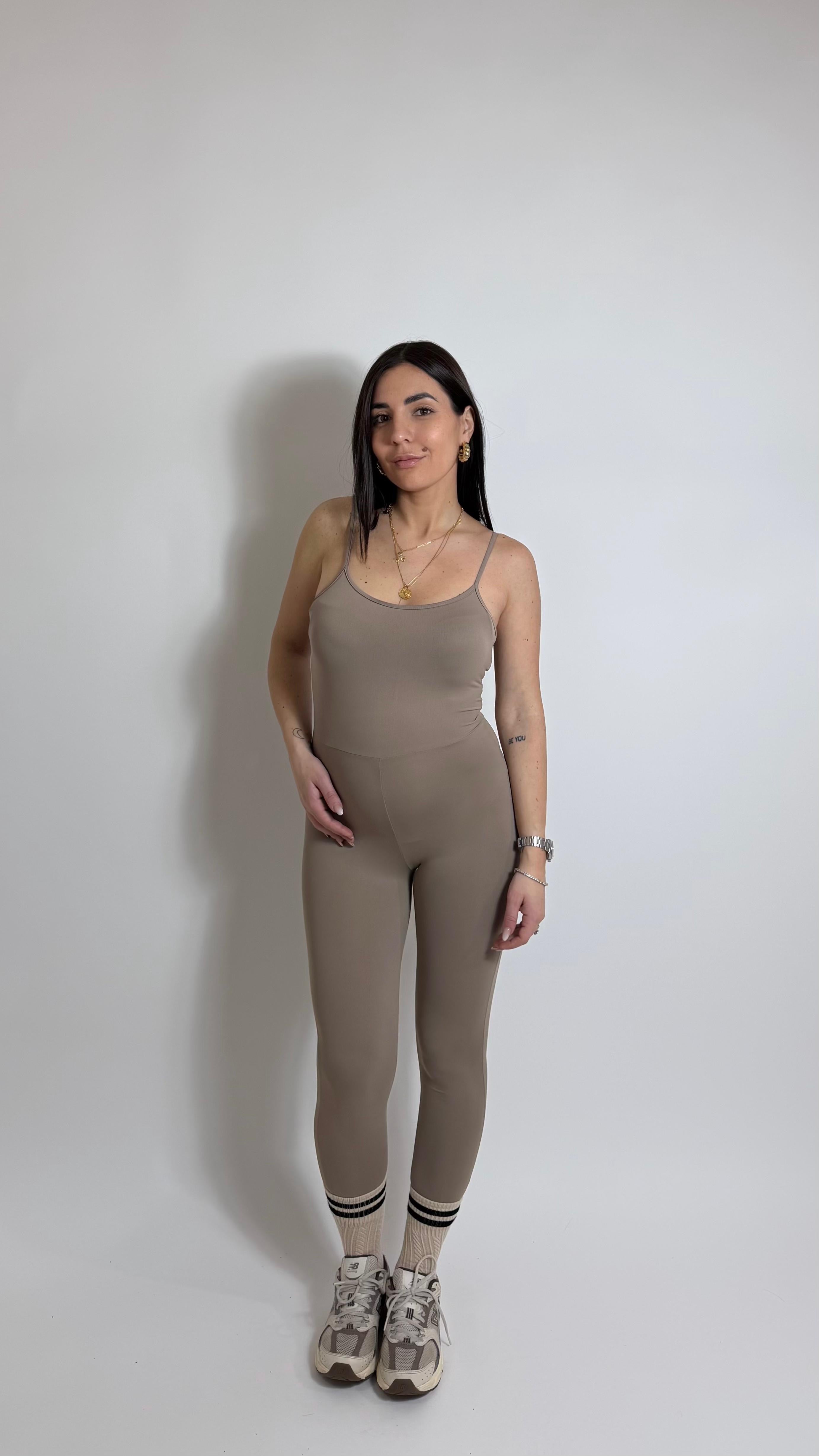 Jumpsuit Second Skin - Bretella Sottile - Sigaretta / Taupe