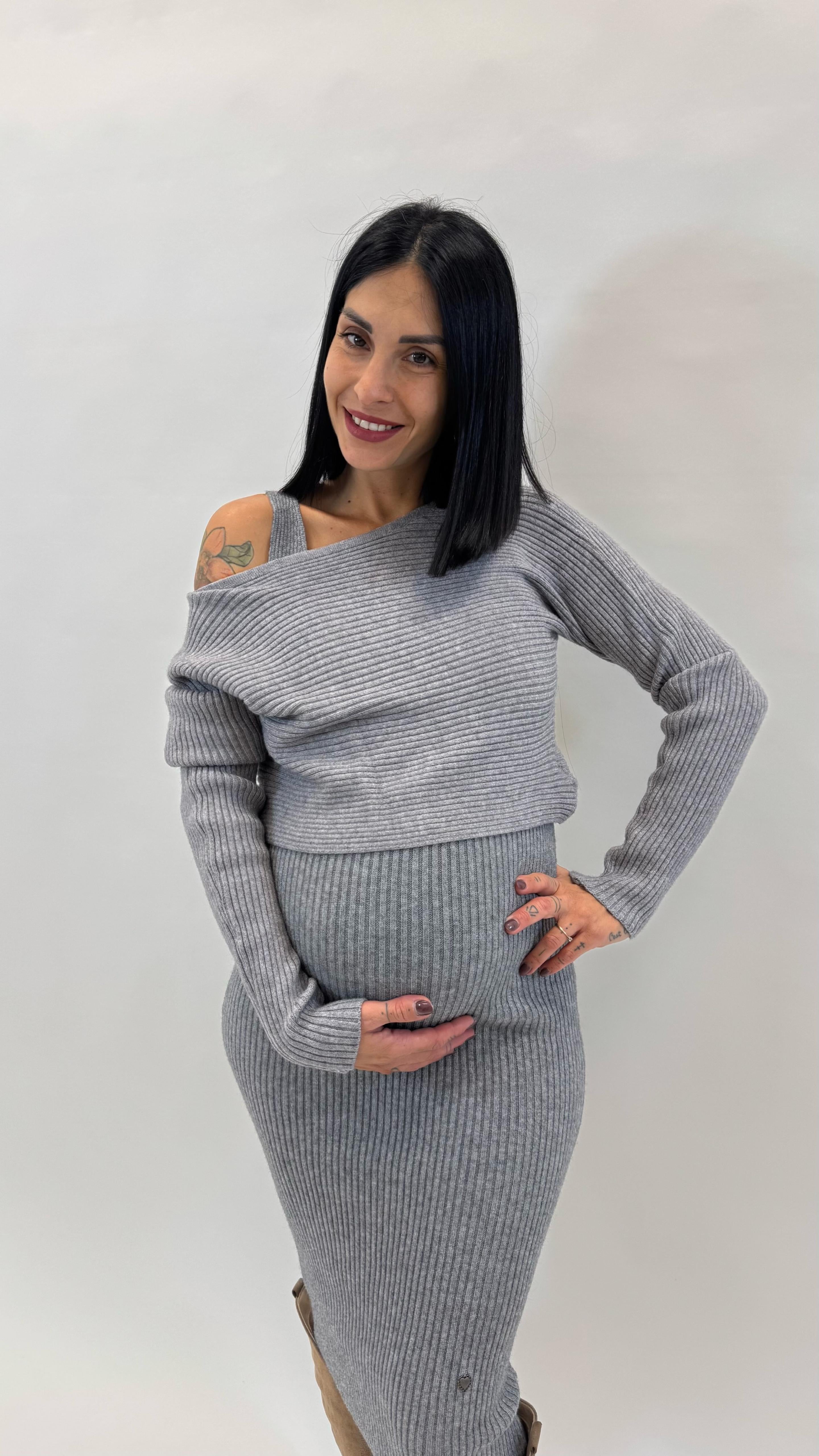 Abito Due Pezzi Grigio Perla