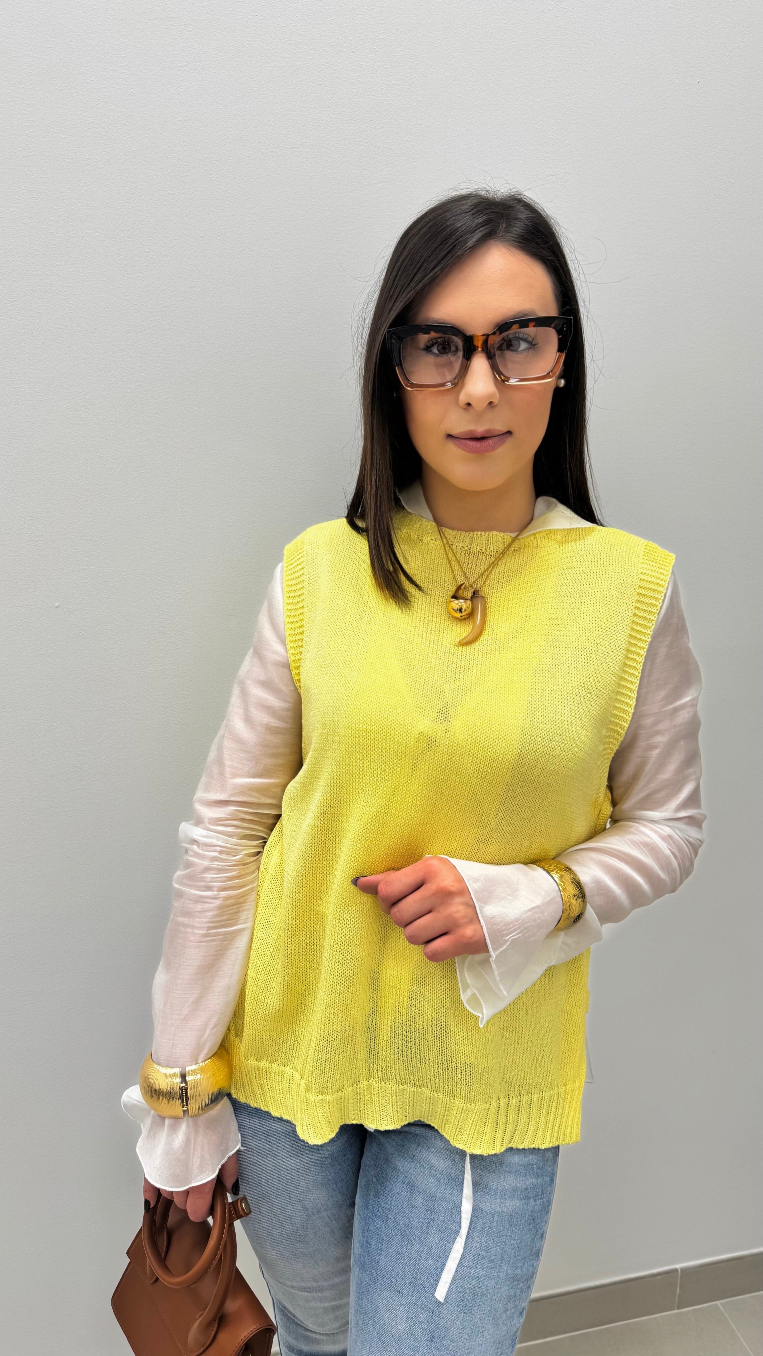 Gilet in filo Giallo Soft