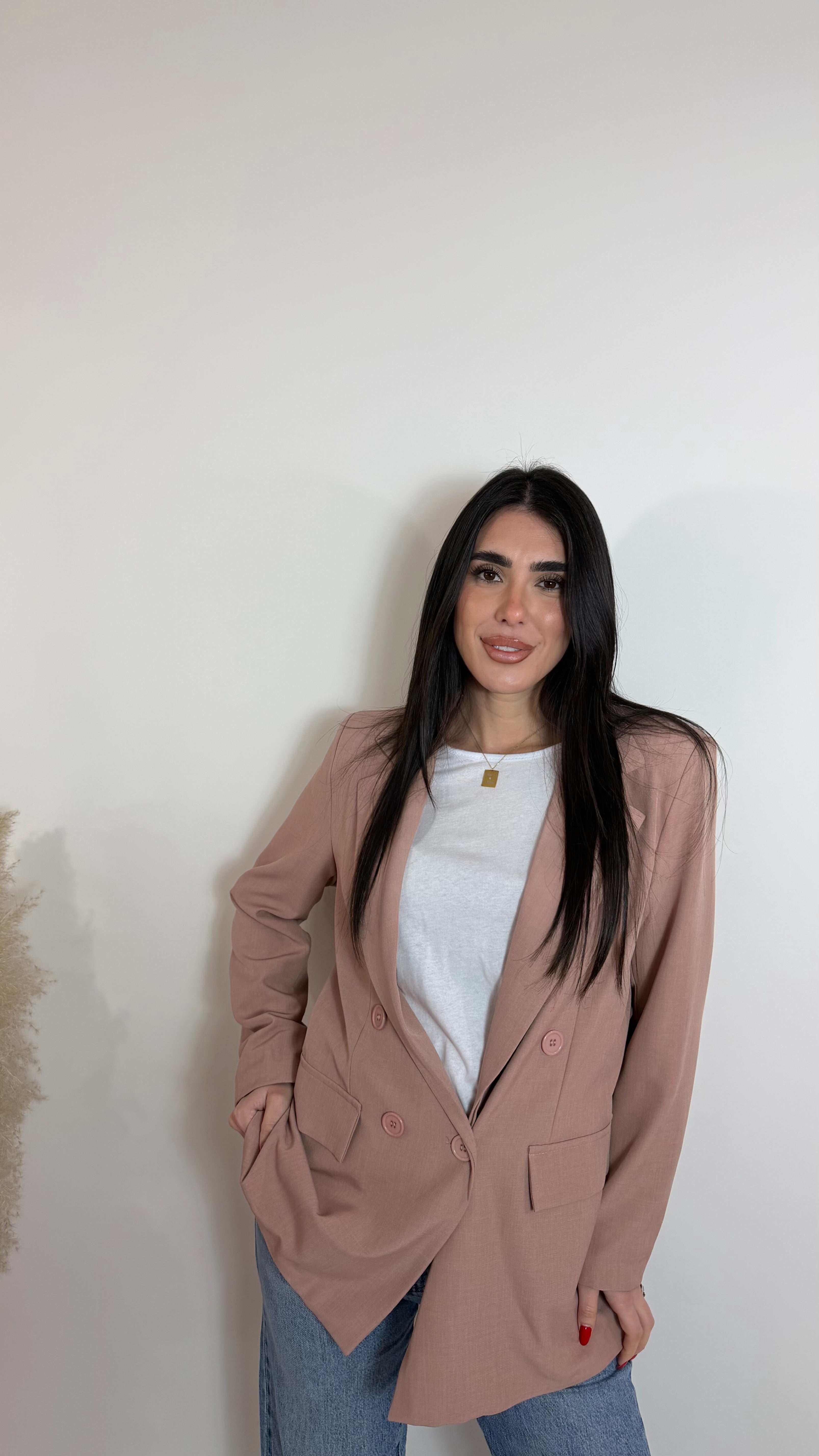 Giacca Doppiopetto Rosa Cipria