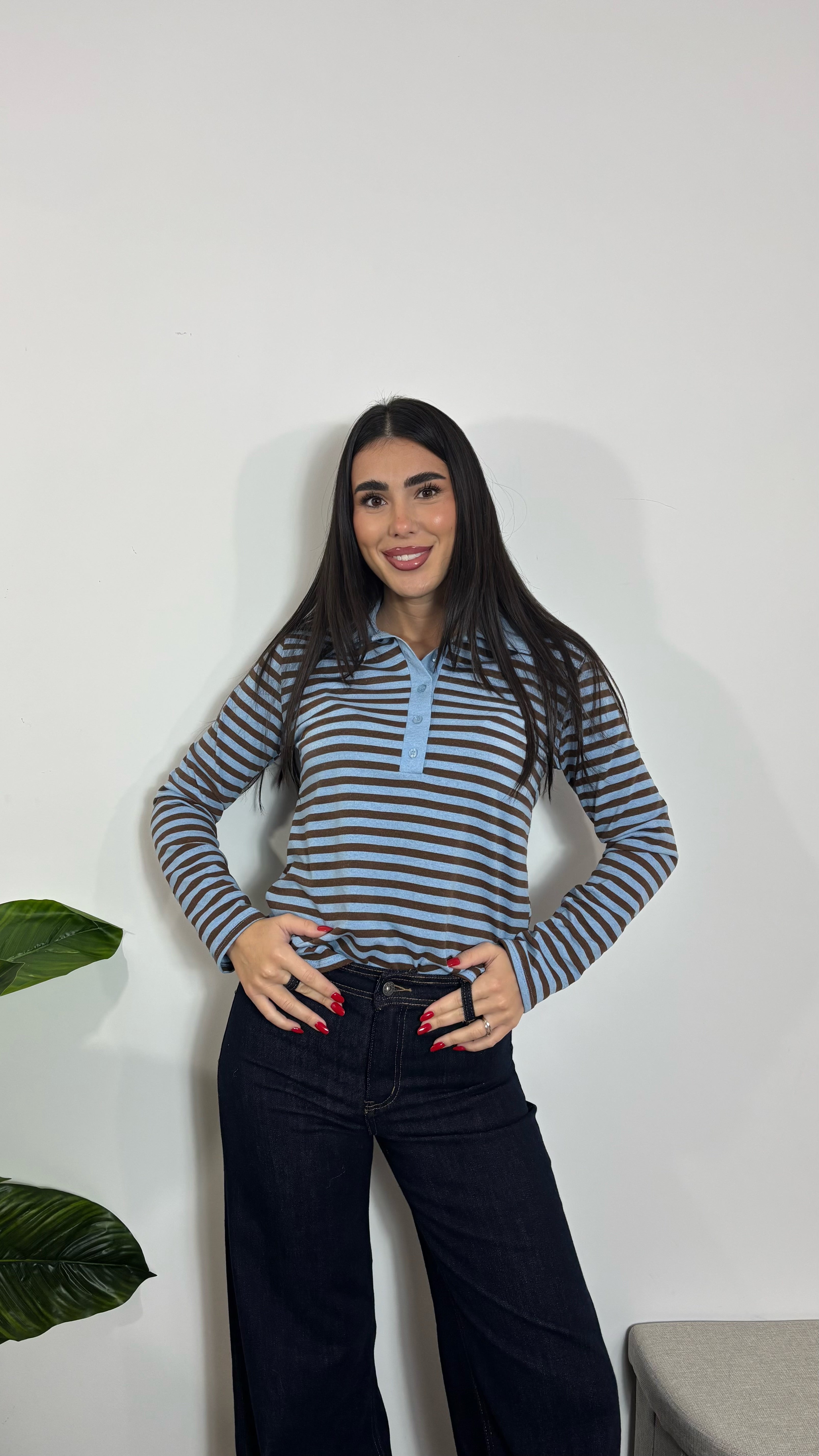 Maglia Polo Stripes Celeste