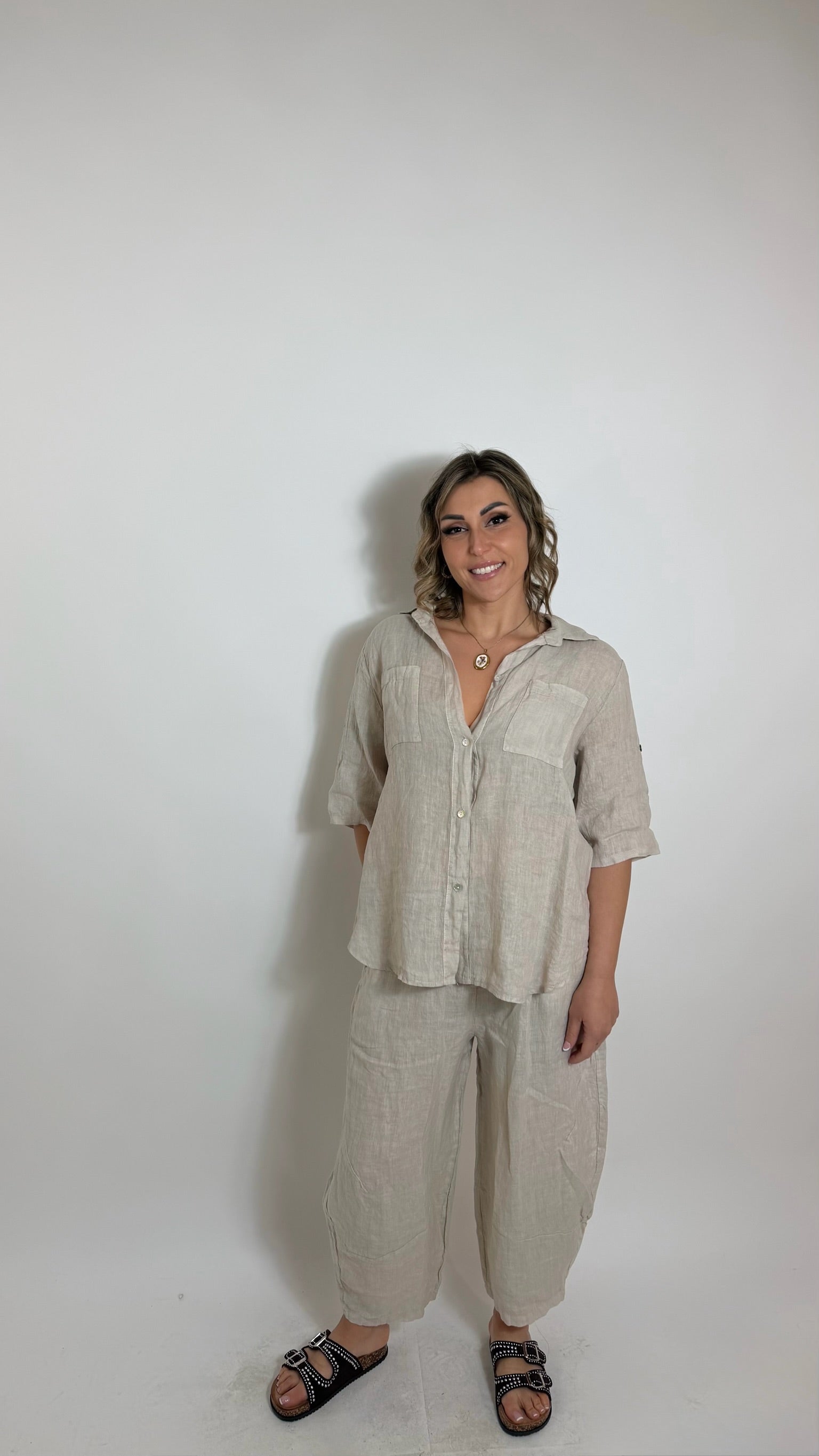 Pantalone Lino Balloon Ecru