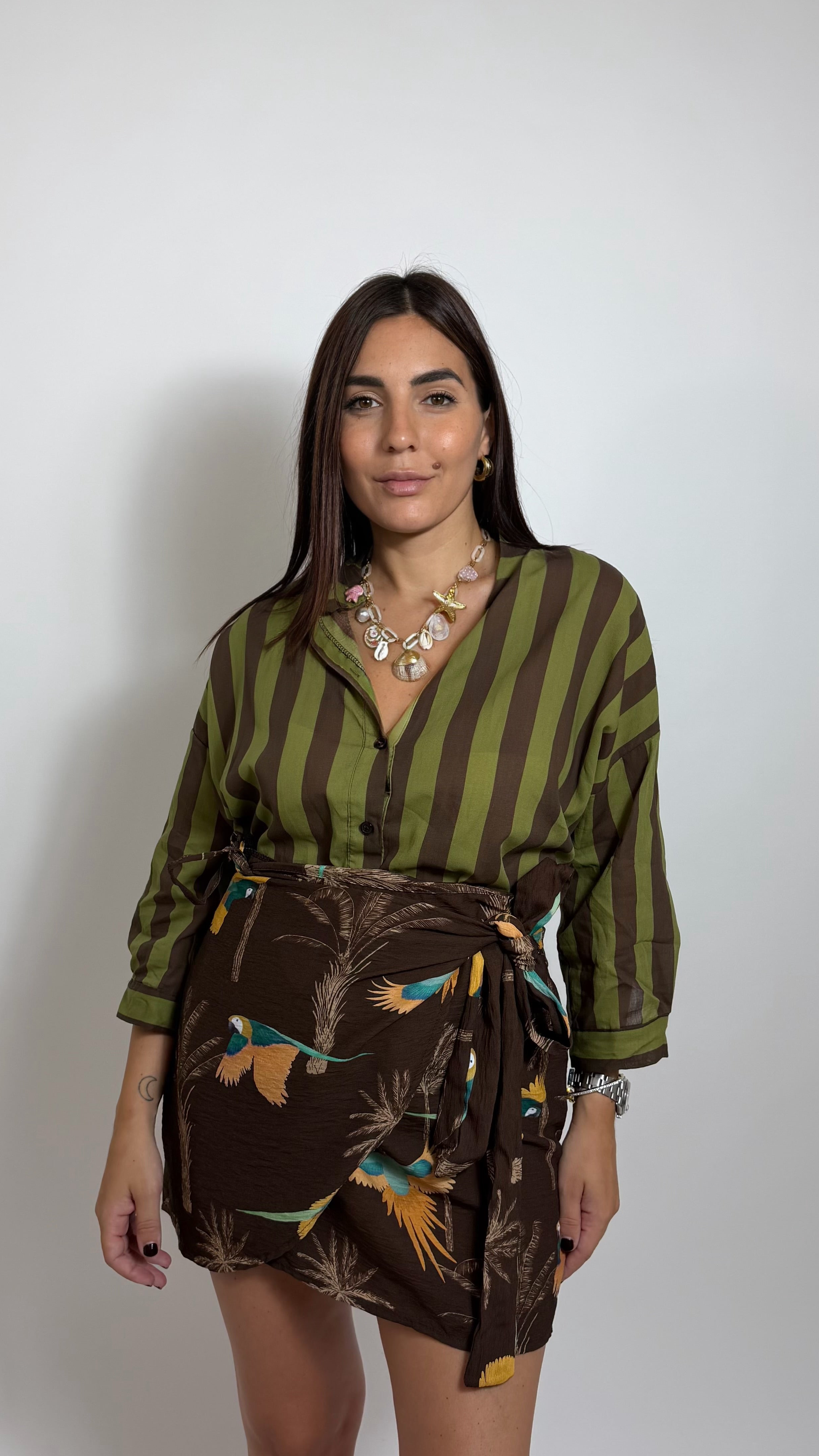 Camicia Soft Stripe Verde/Choco