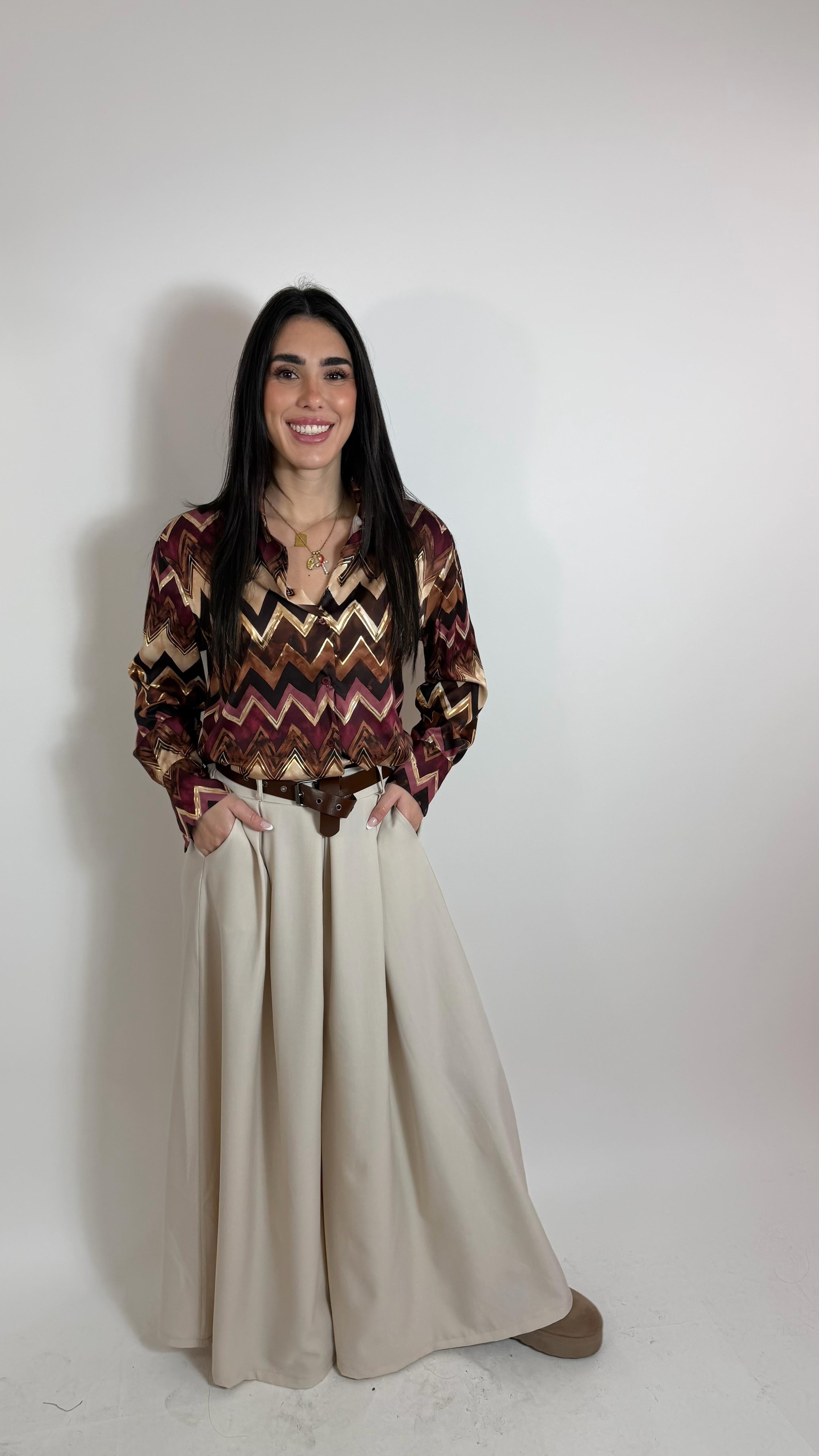 Pantalone Ampio Con Cinta Nude