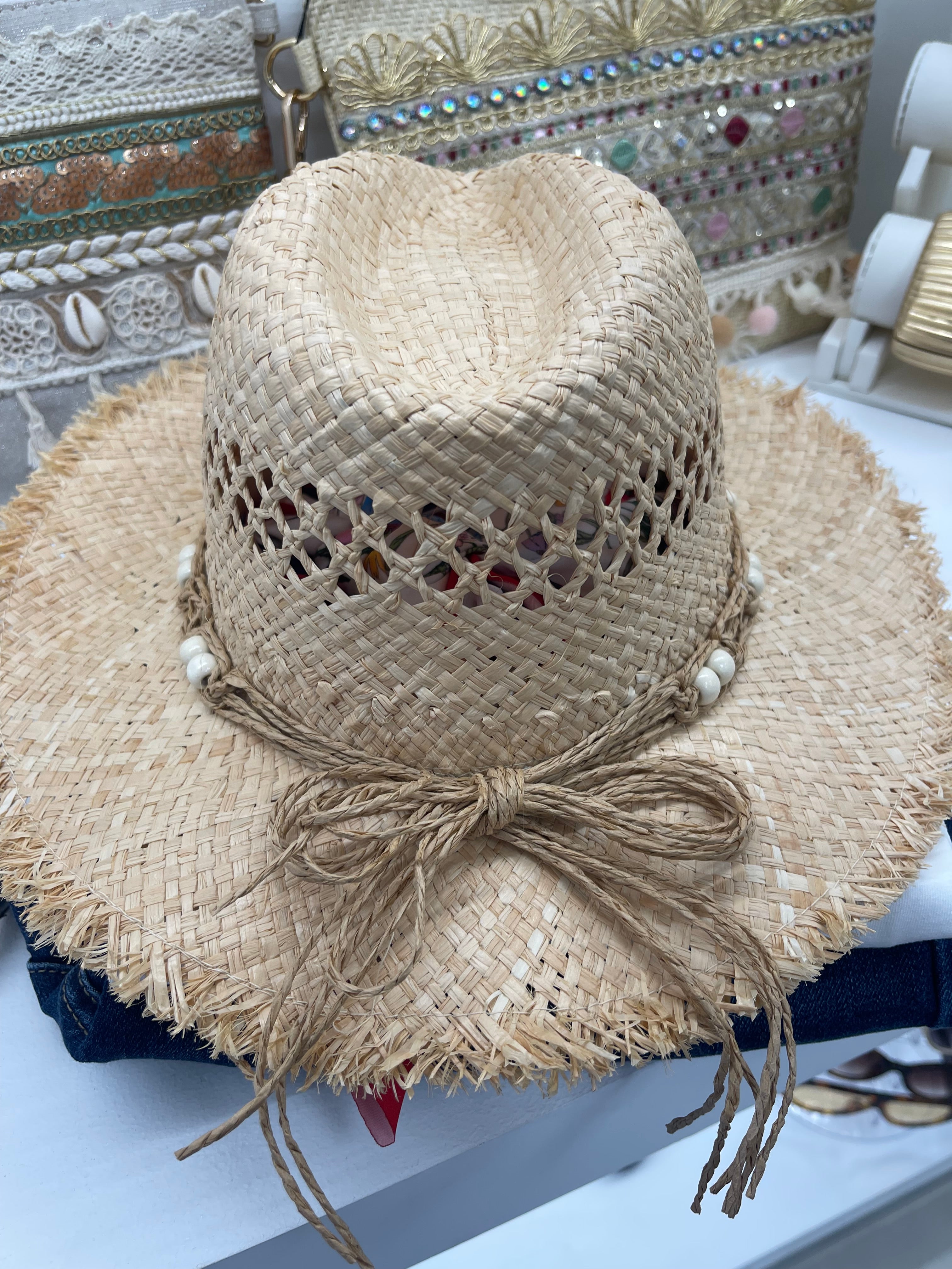 Cappello Rafia Fiocco