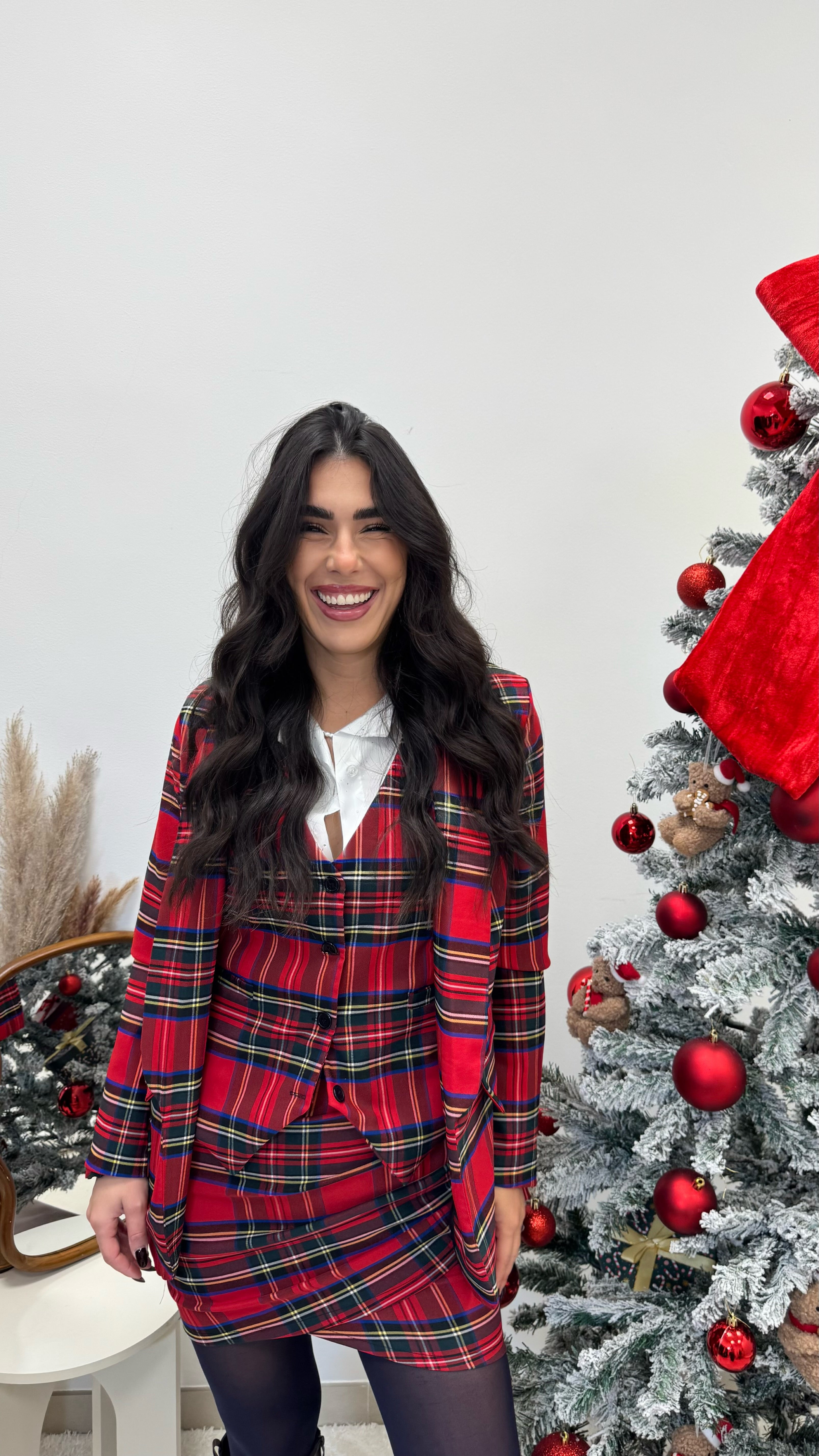 🎄Mini Tartan Drappeggio Rossa