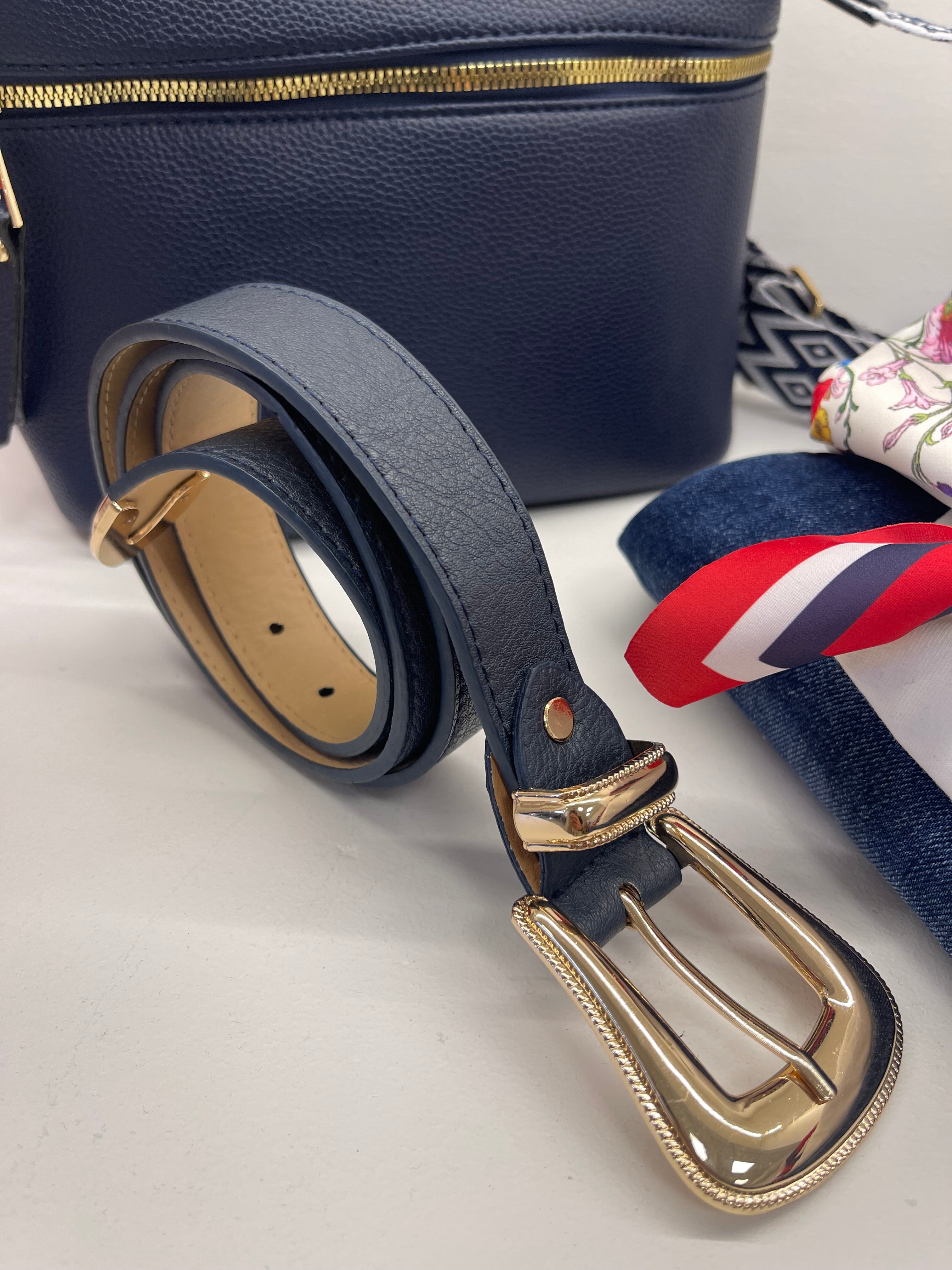 Cinta Blu Notte Fibbia Oro