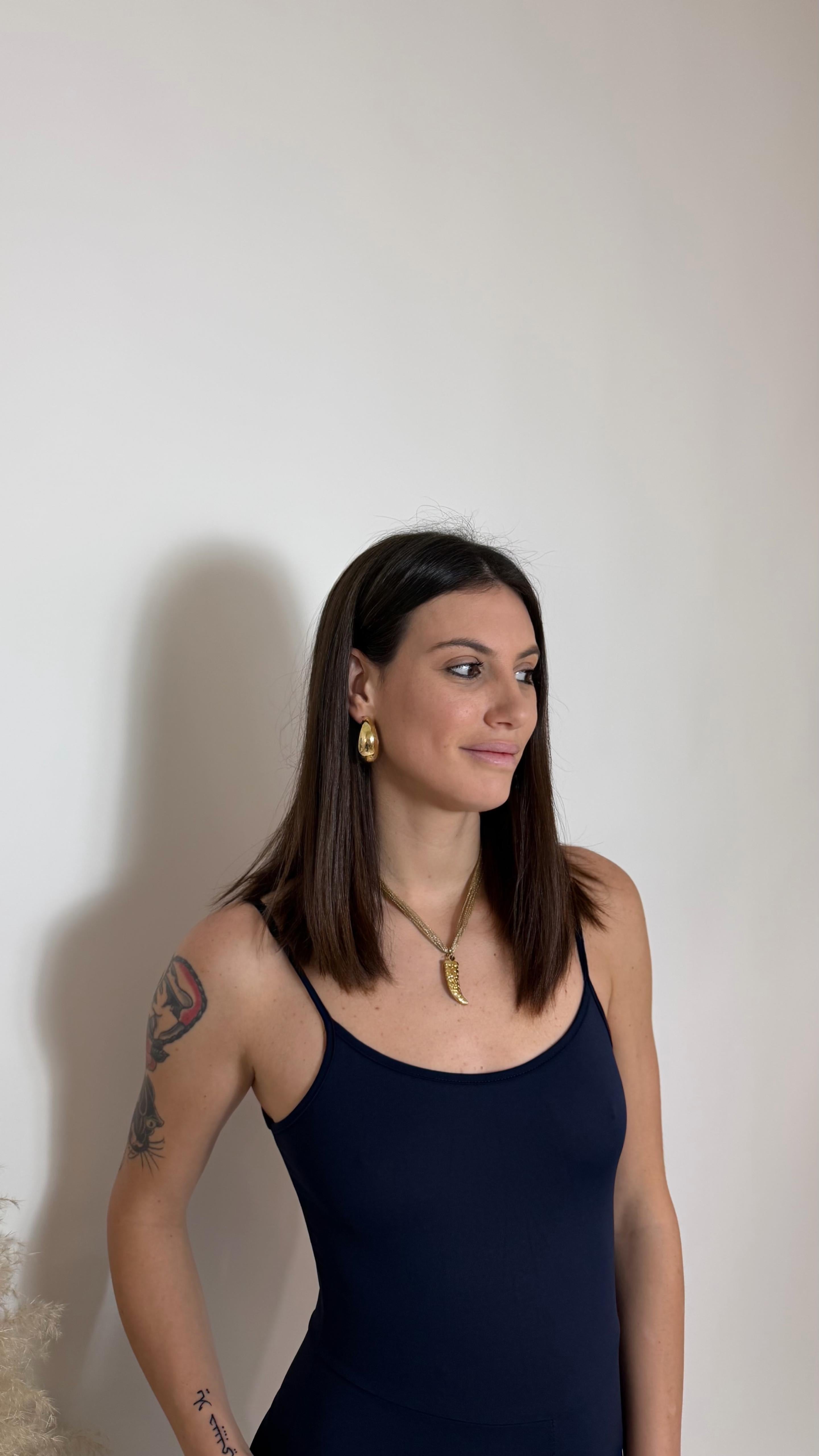 Jumpsuit Second Skin - Bretella Sottile - Flare / Blu Notte