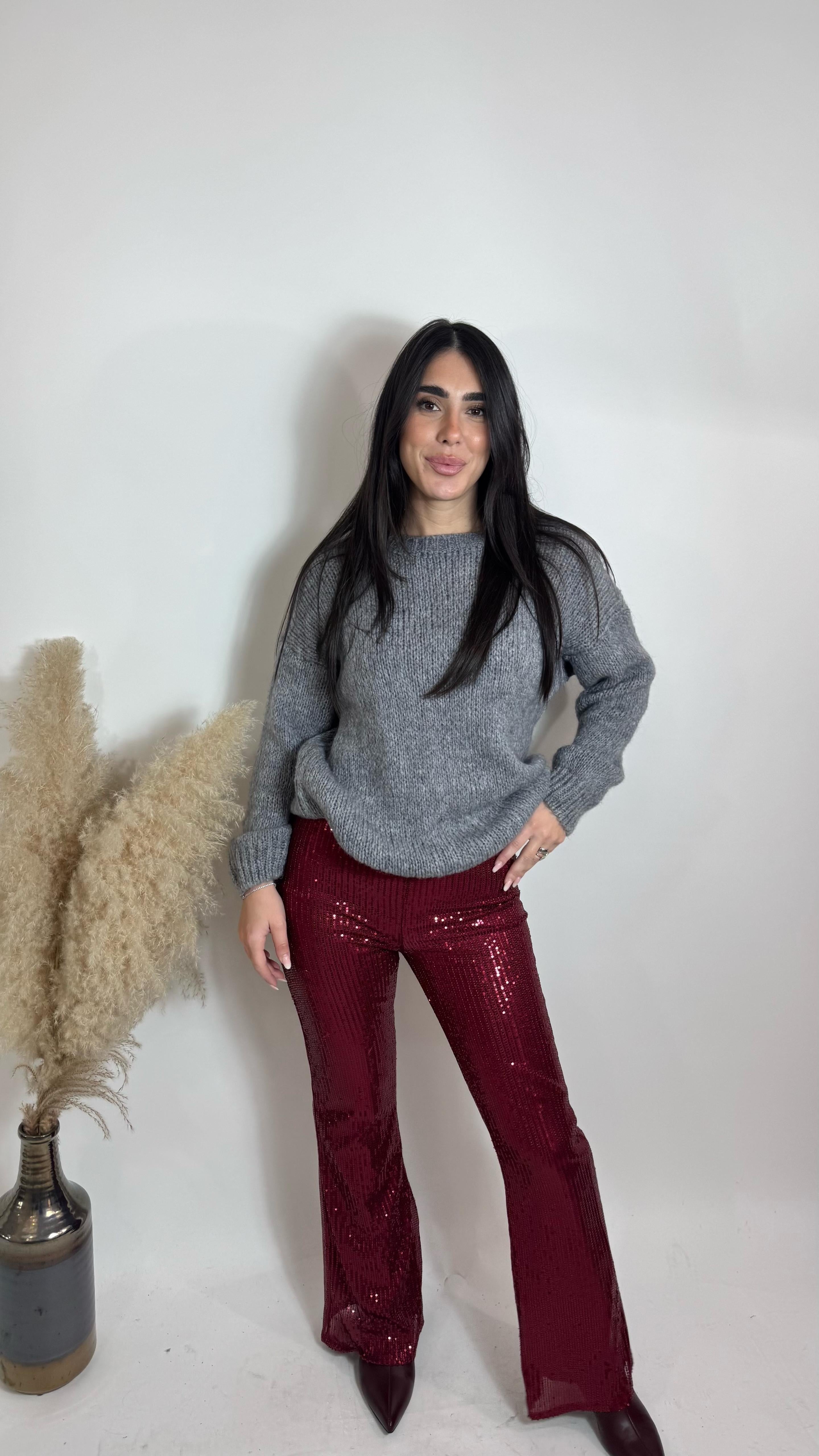 ✨Panta Flare Sparkling Burgundy