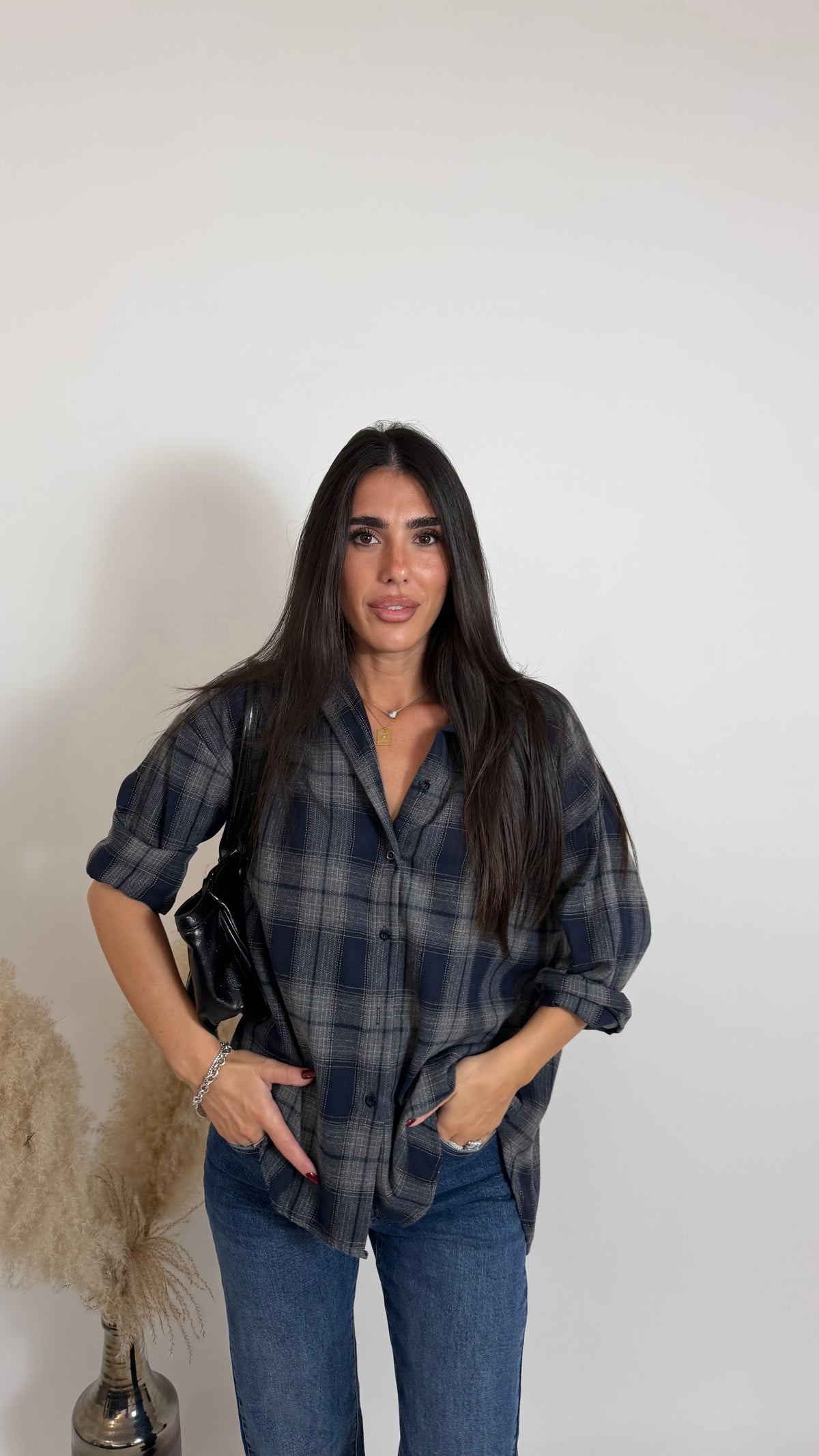 Camicia Check Oversize Blu