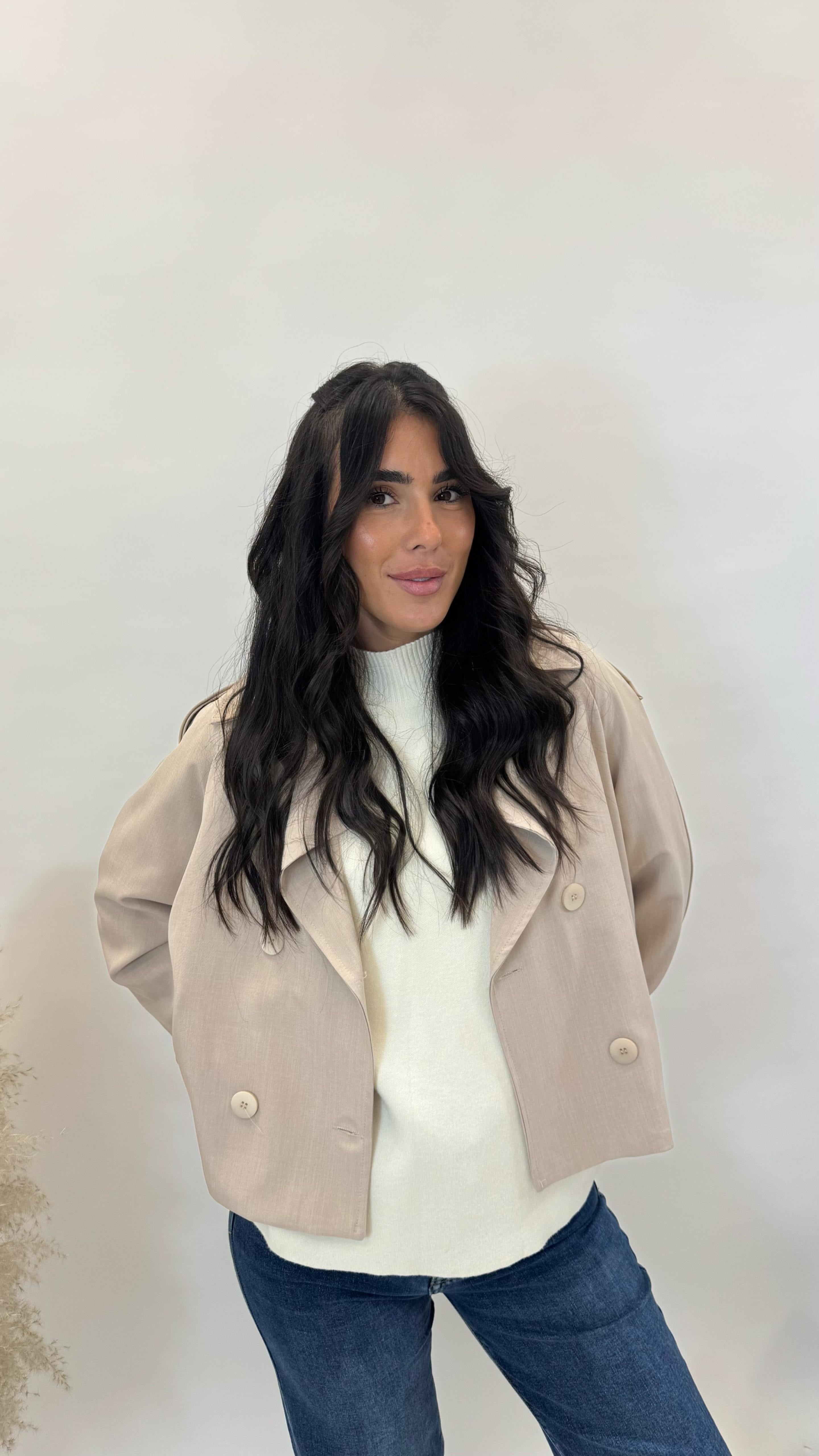 Giacca Simil Trench Inserti Ecopelle Burro