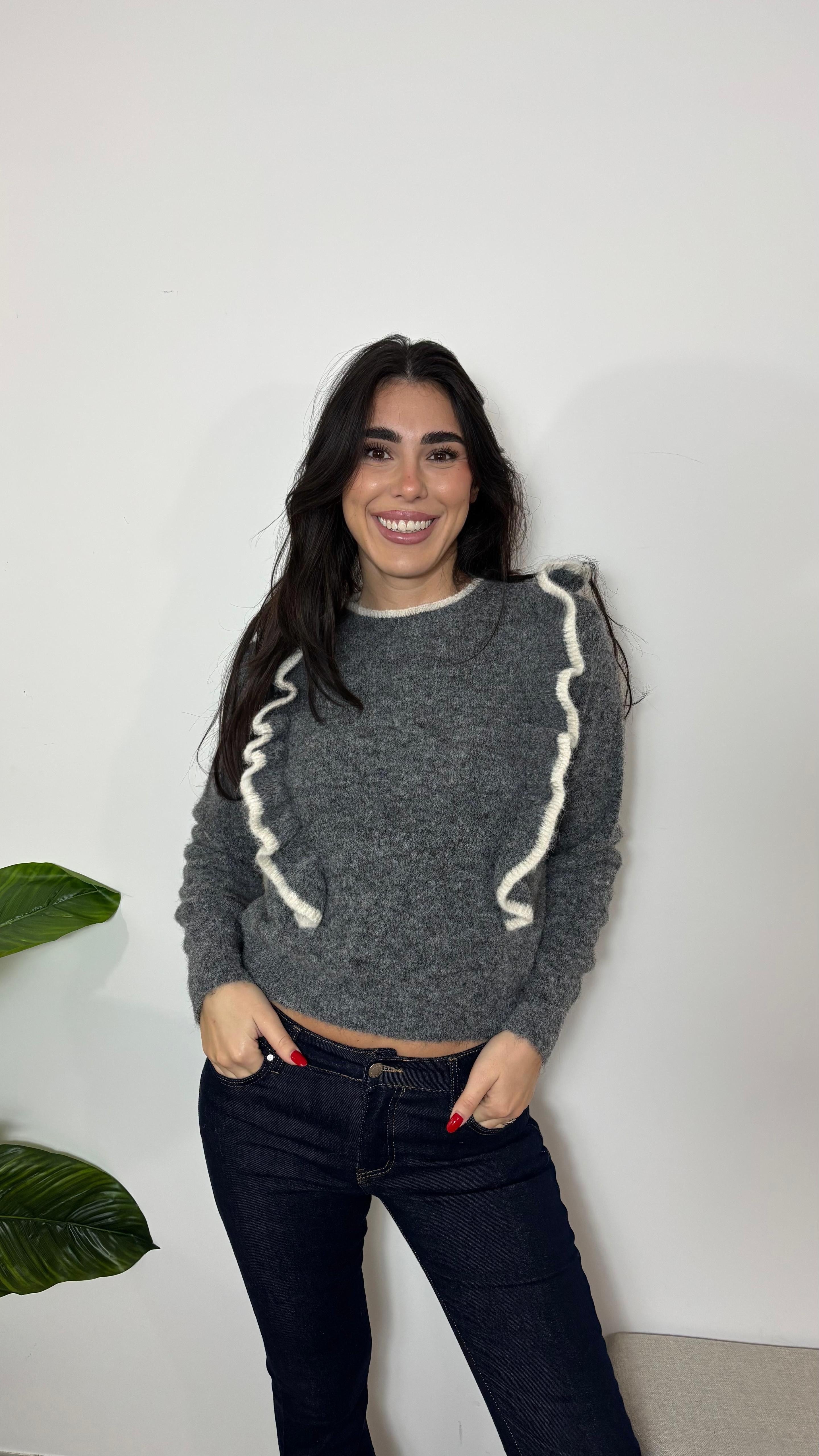 Pull Cozy Ruffles Grigio