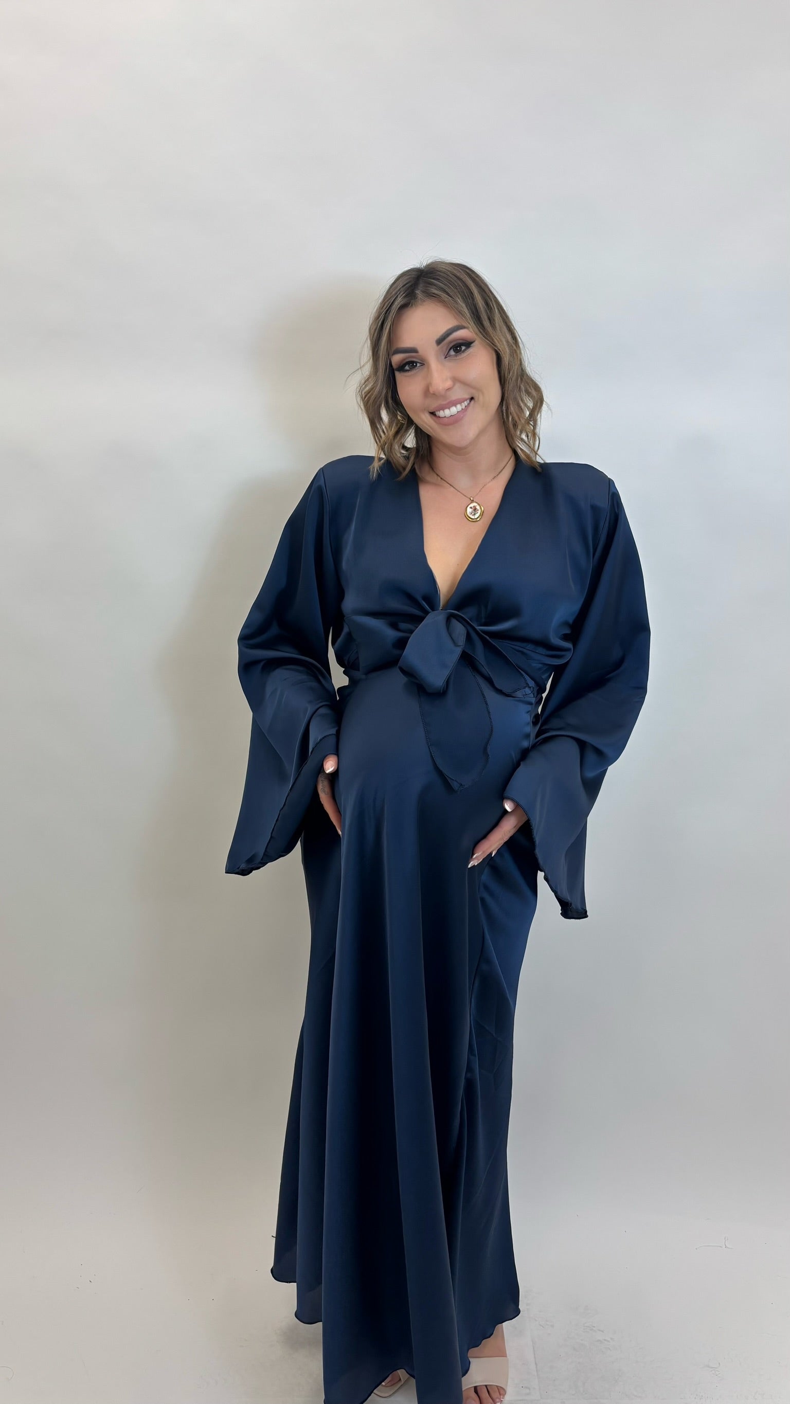 Set Silk Top & Skirt Blu