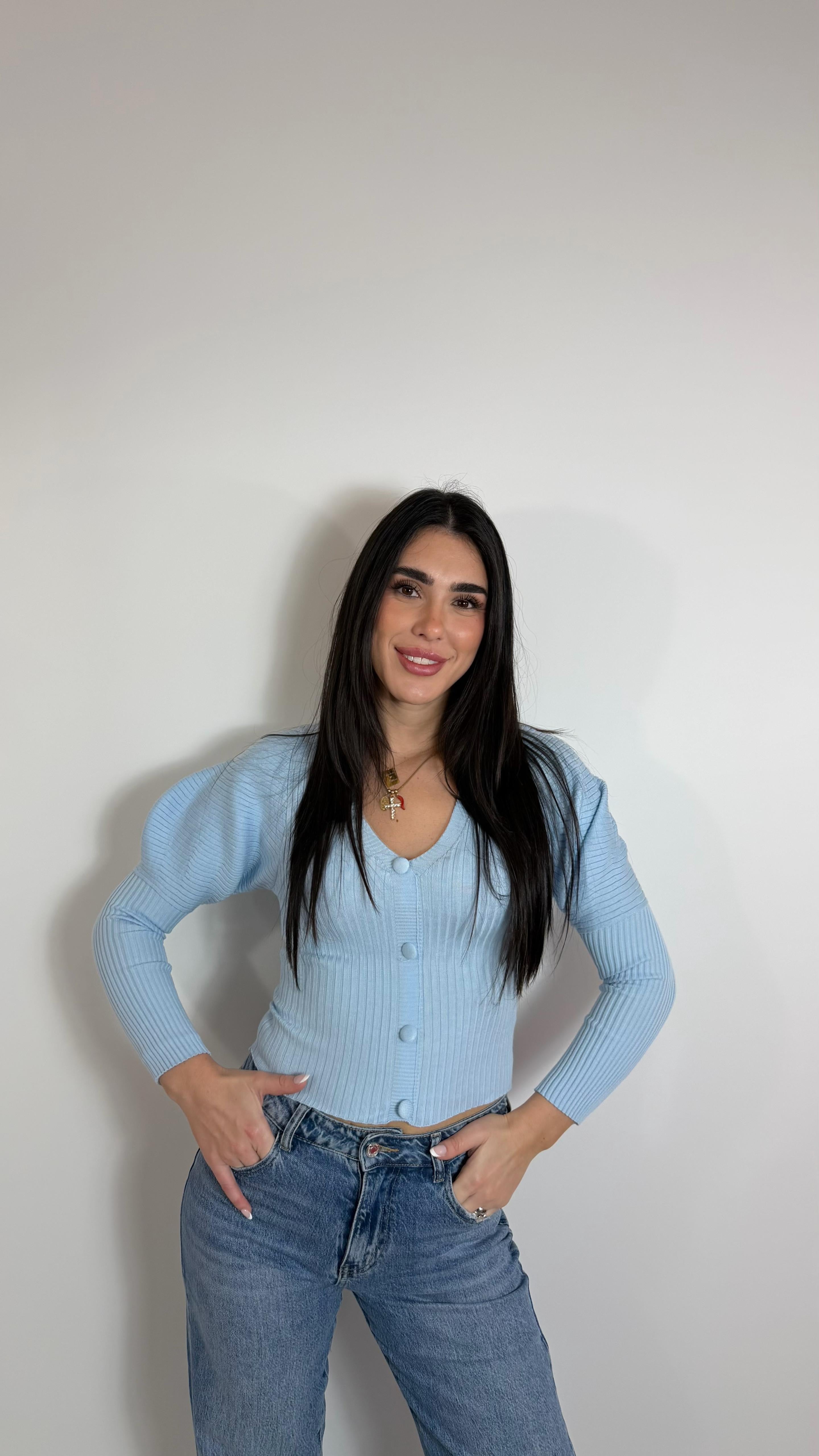 Pull Rib Knit Celeste