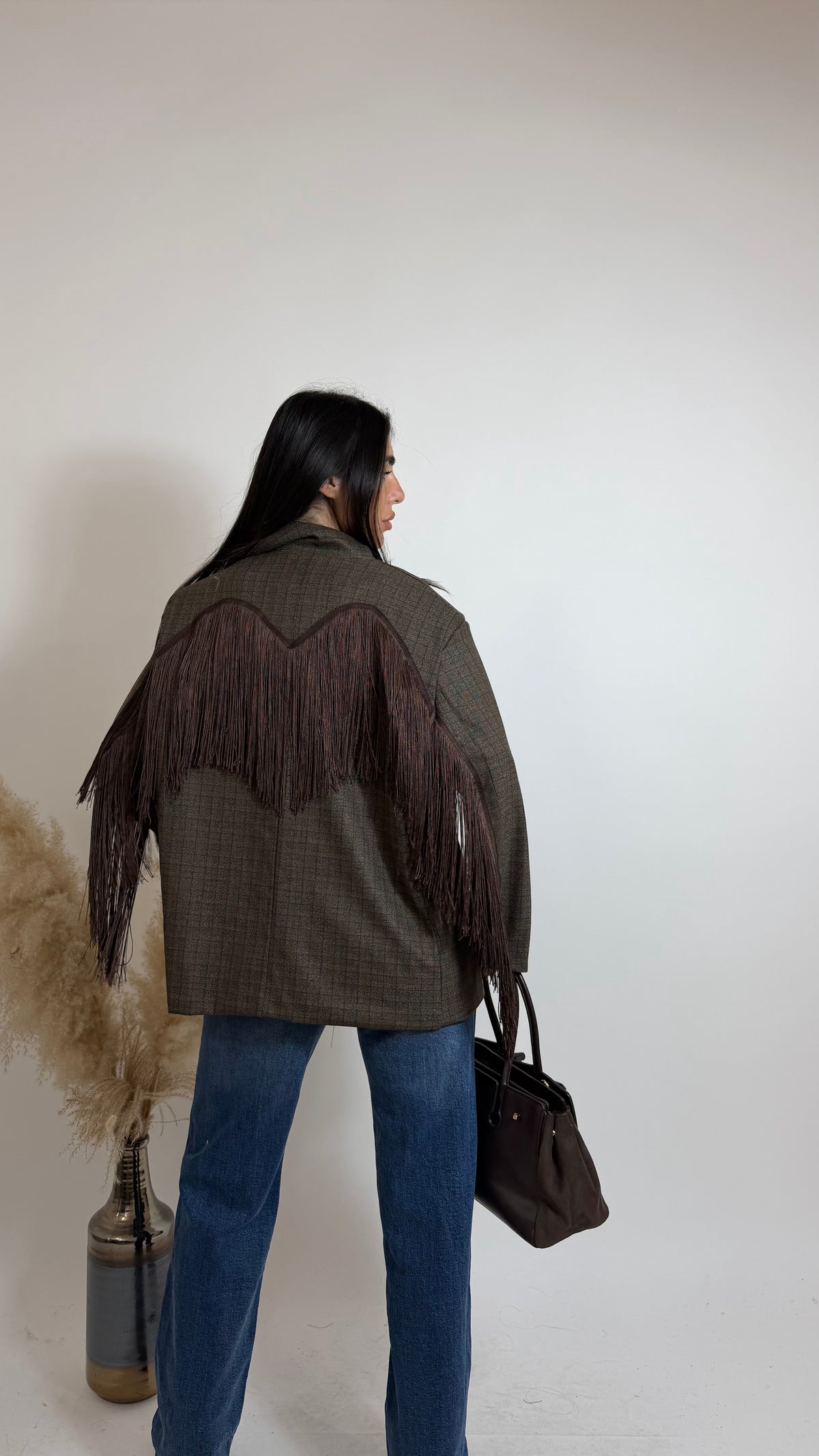 Blazer Check Fringe Choco