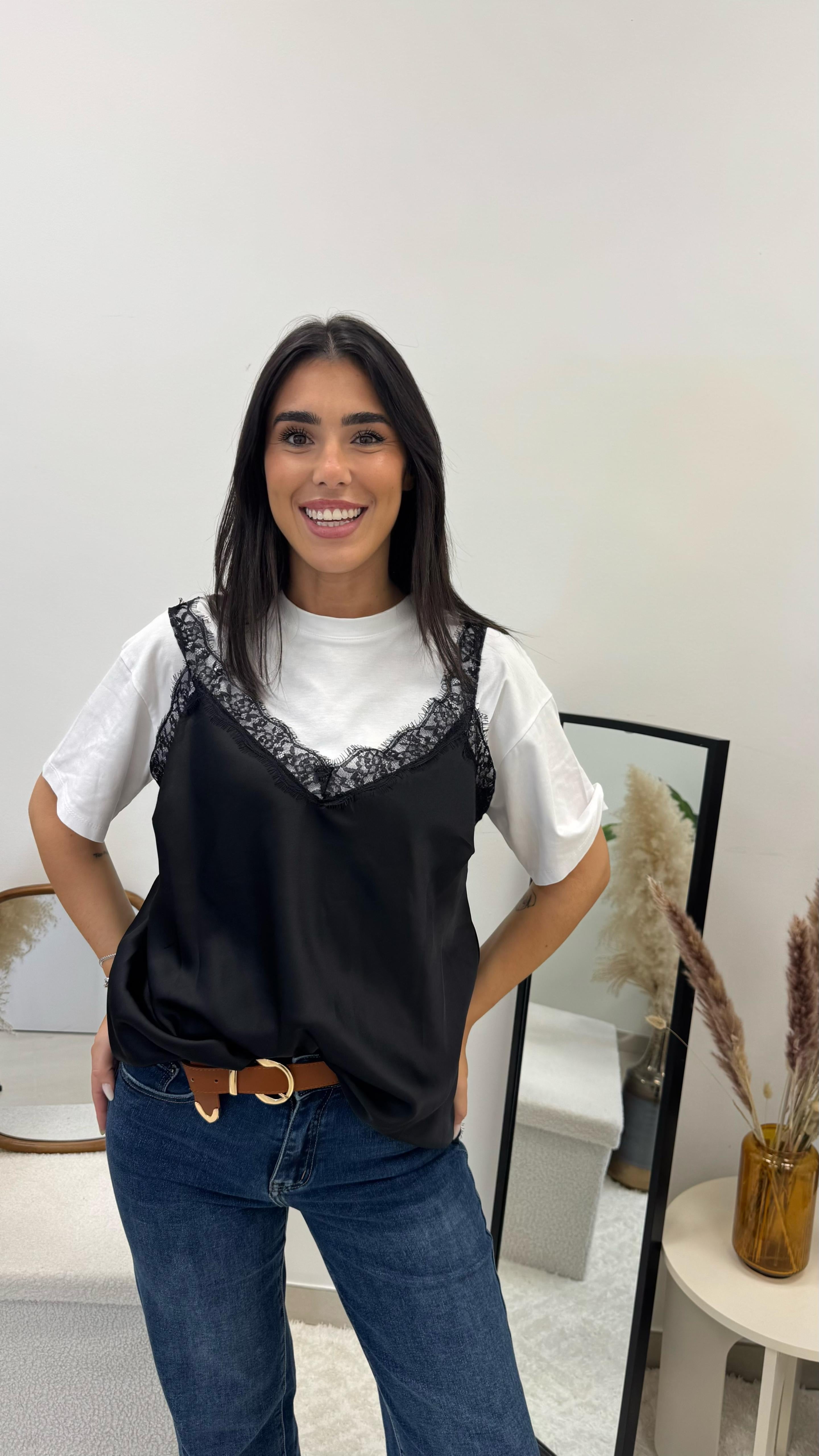 Top Silk&Lace Nero