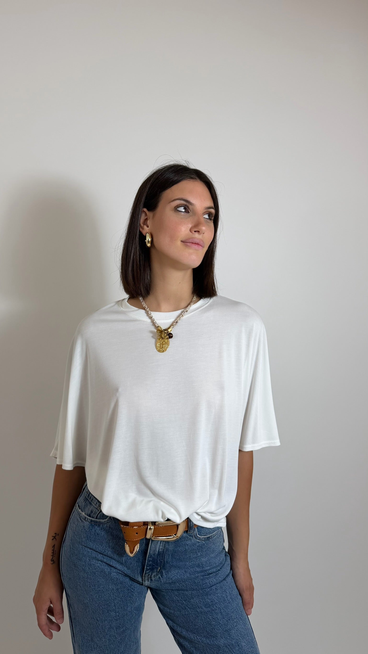 T-Shirt Soft Girocollo Bianca