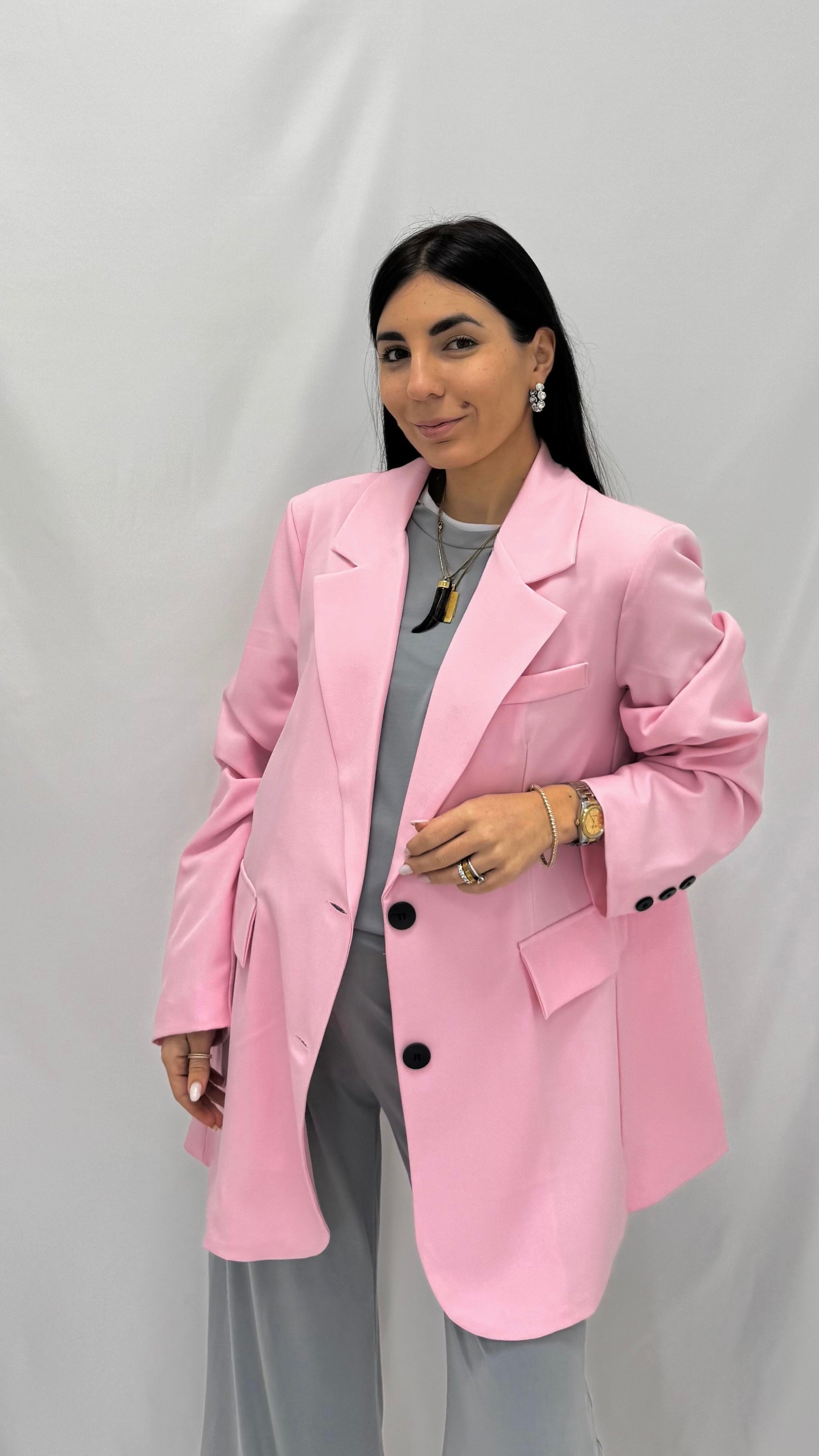 Maglia Over Bicolor Grigio Perla