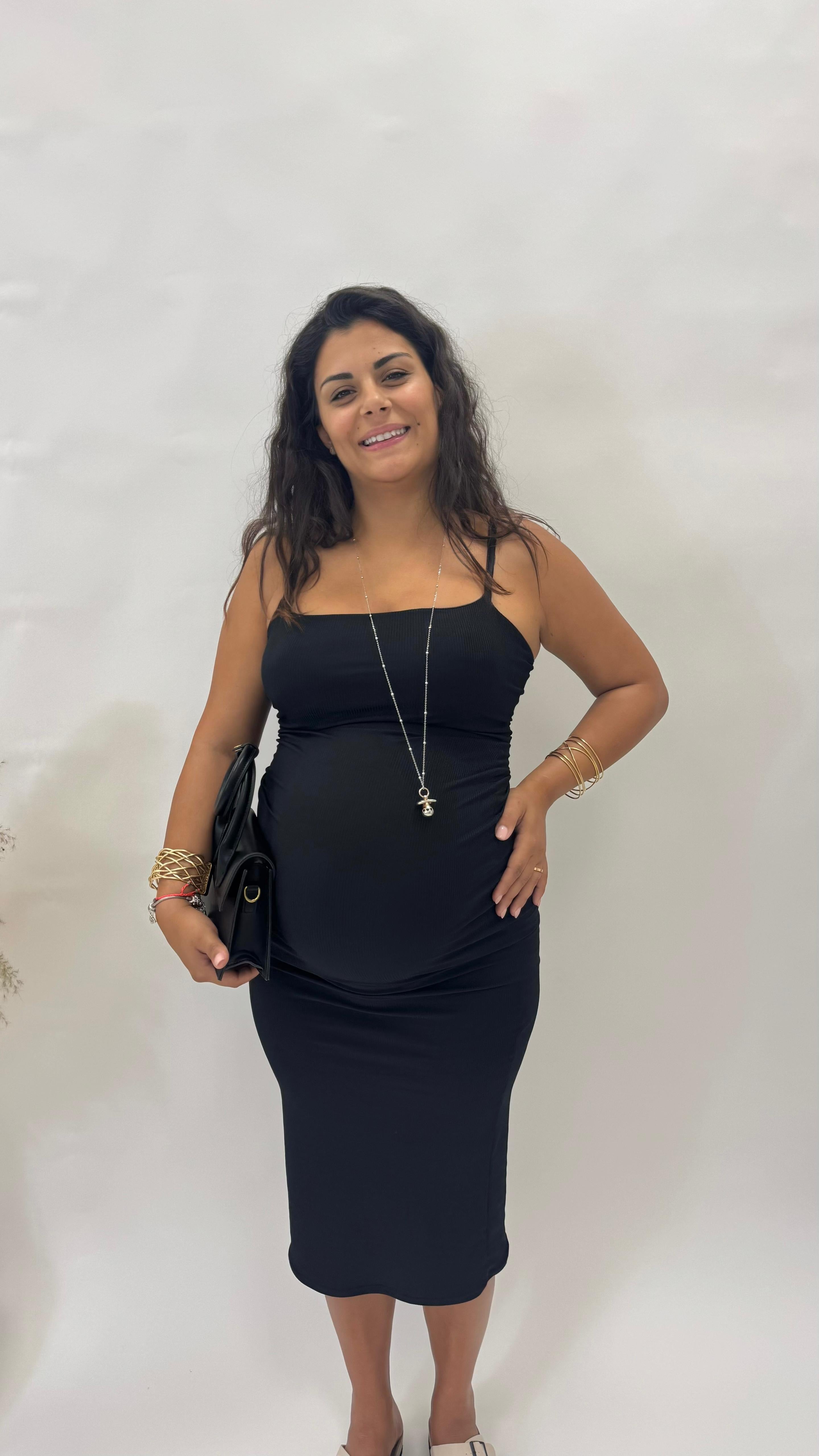 Abito Basic bretella sottile Nero