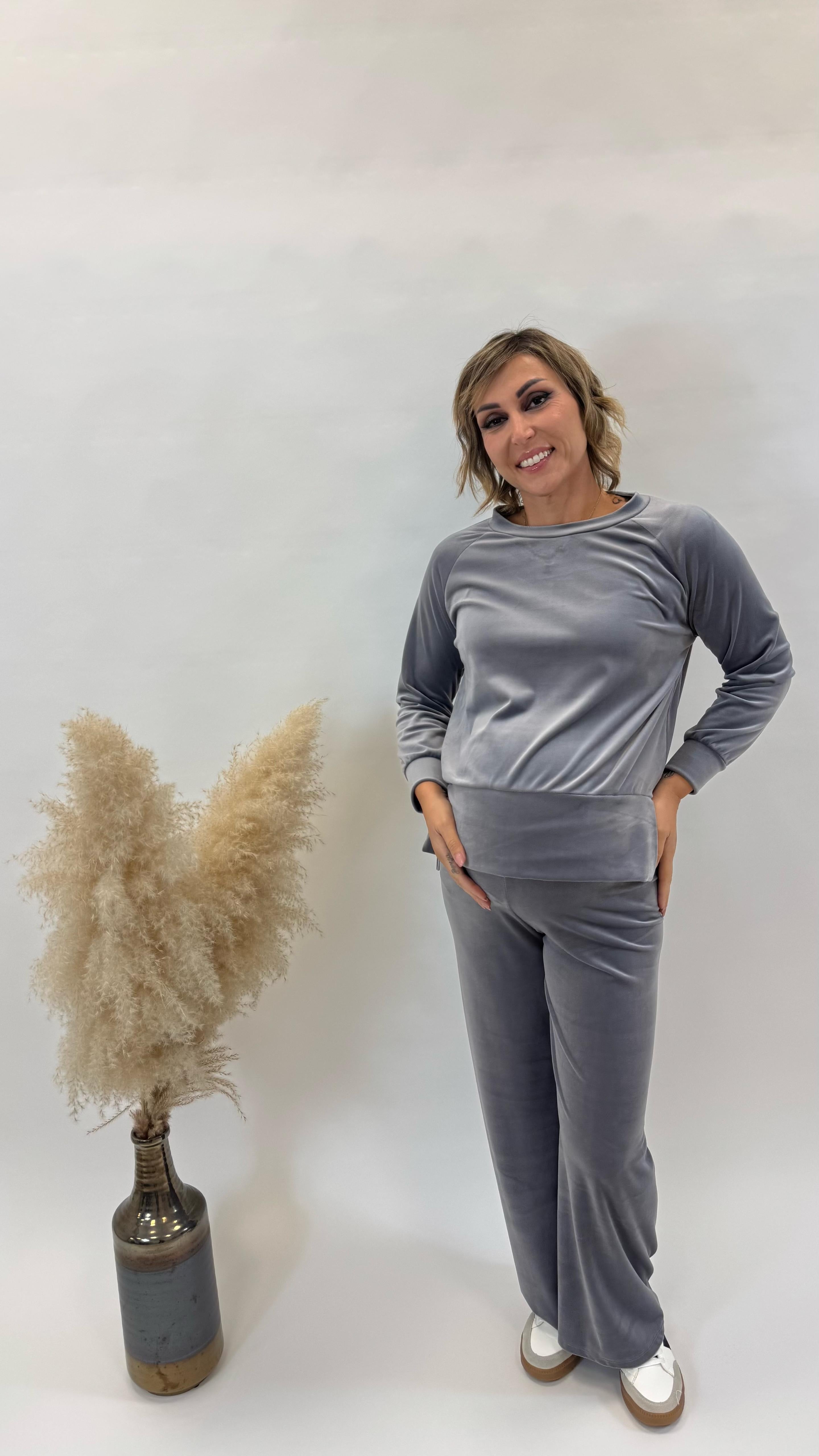 Tuta Flare Velvet Grigio Perla