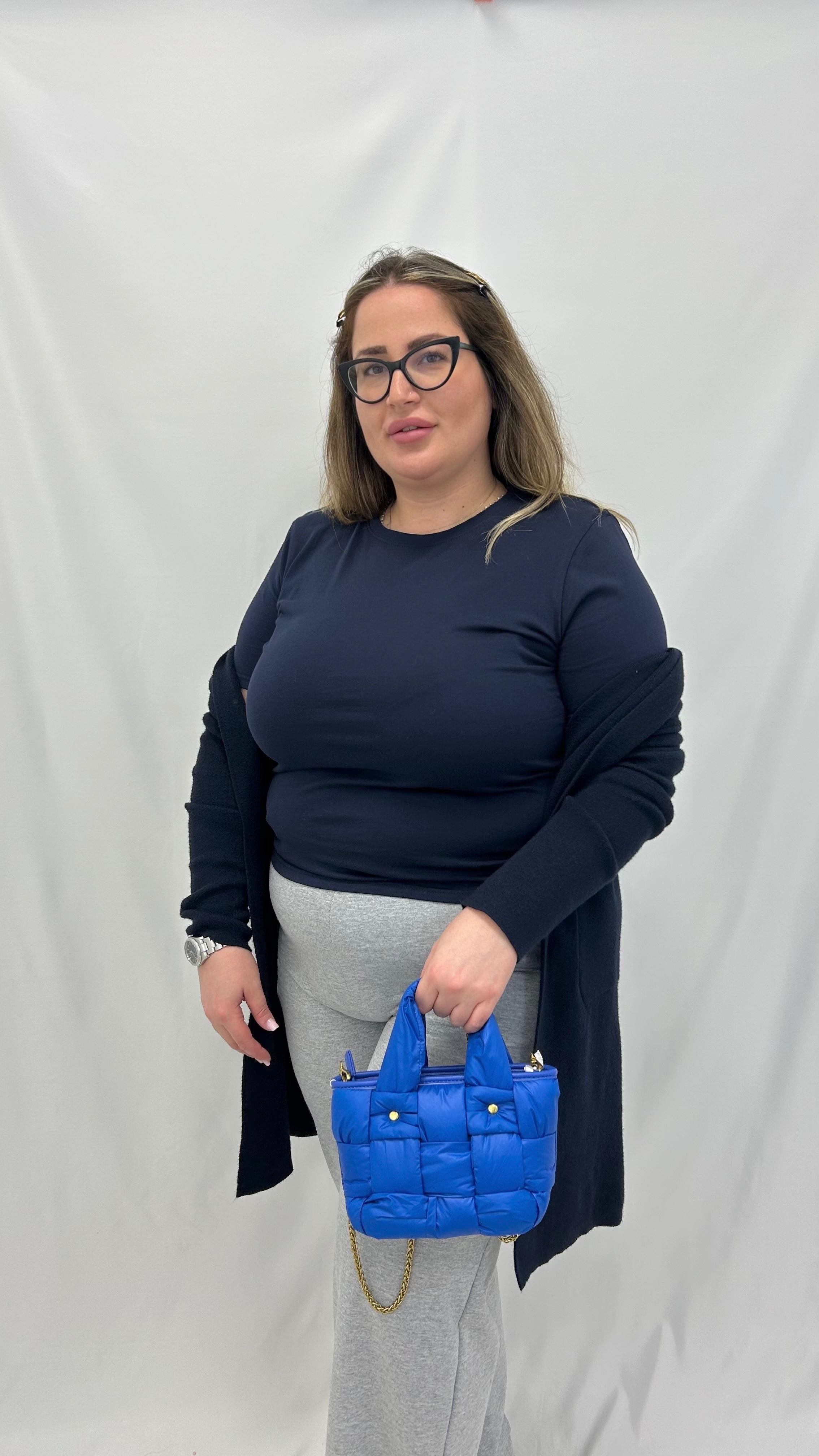 T-Shirt Over con spallina Blu Notte