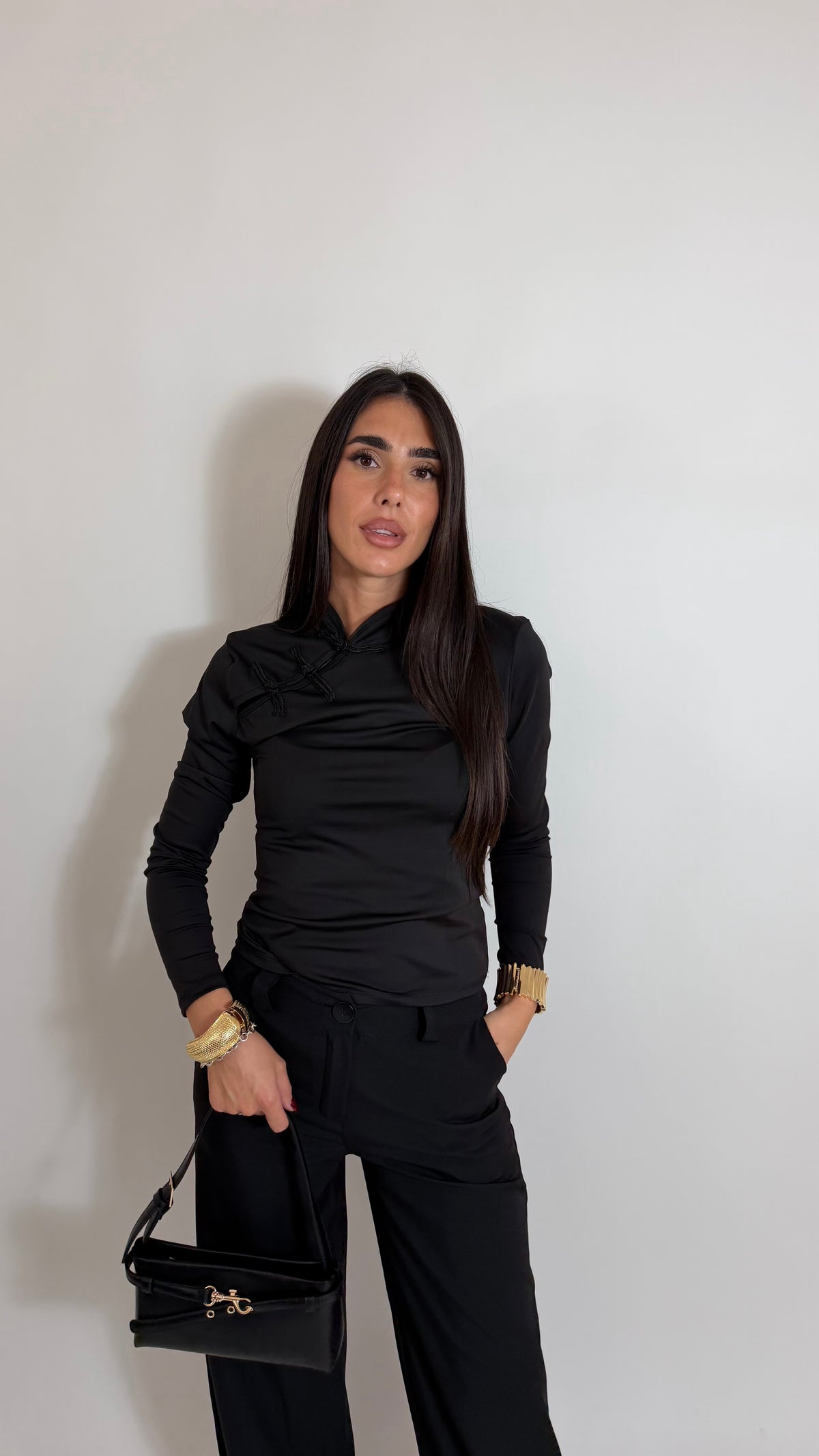 Pantalone Tailored Wide Leg Nero