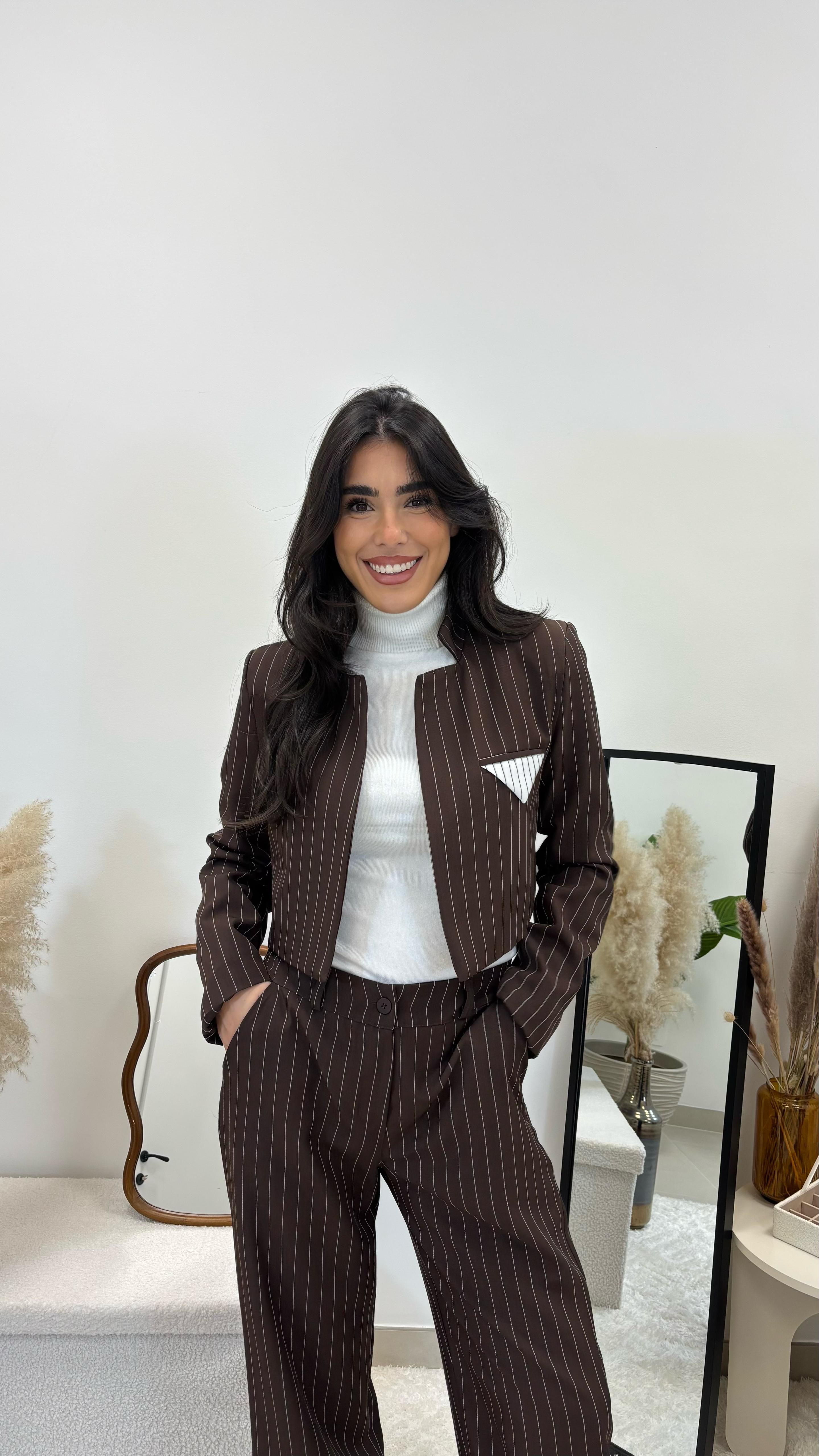 Tailleur Gesso Giacca Crop Choco