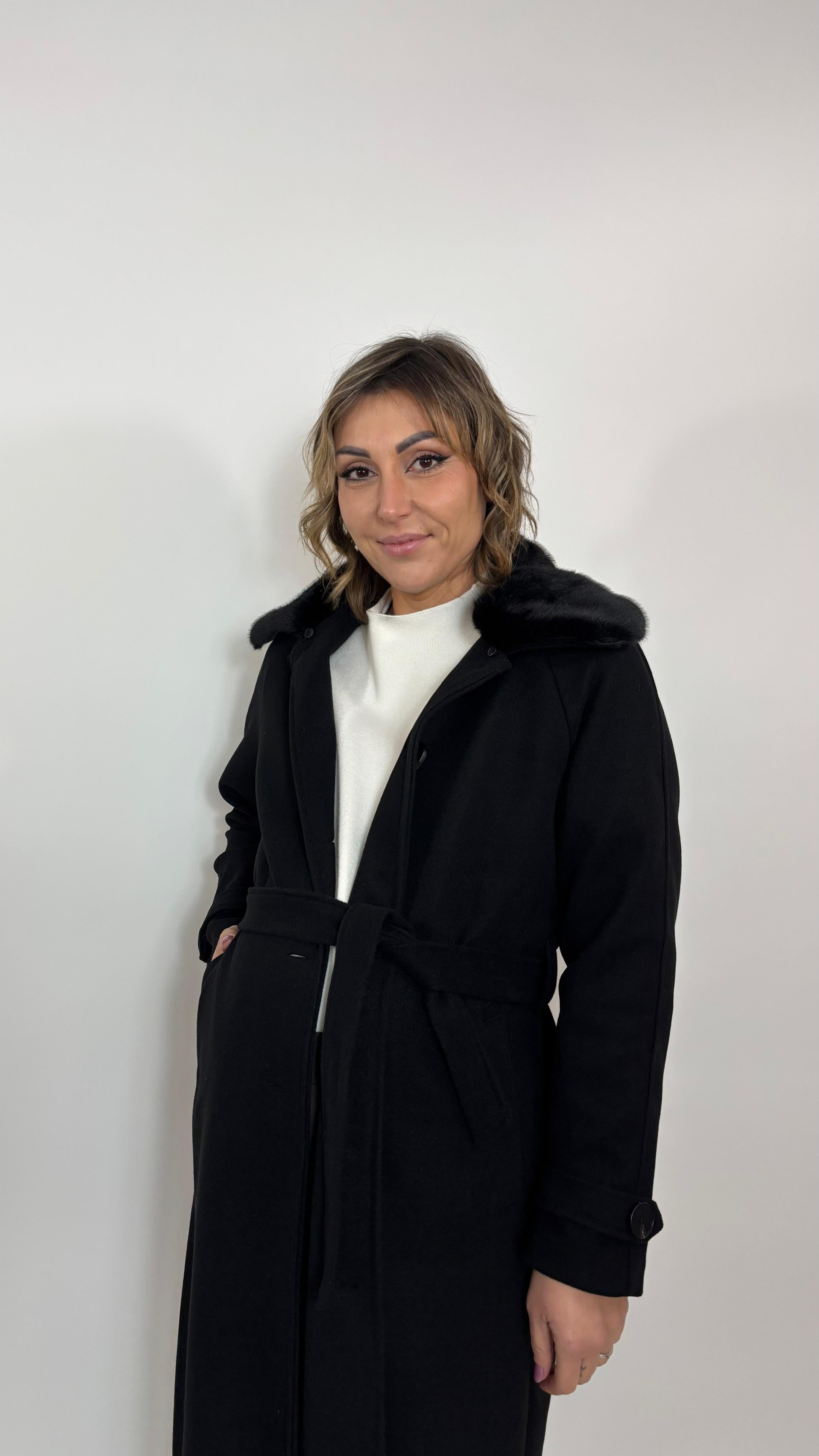 Coat Dettaglio Ecofur Nero