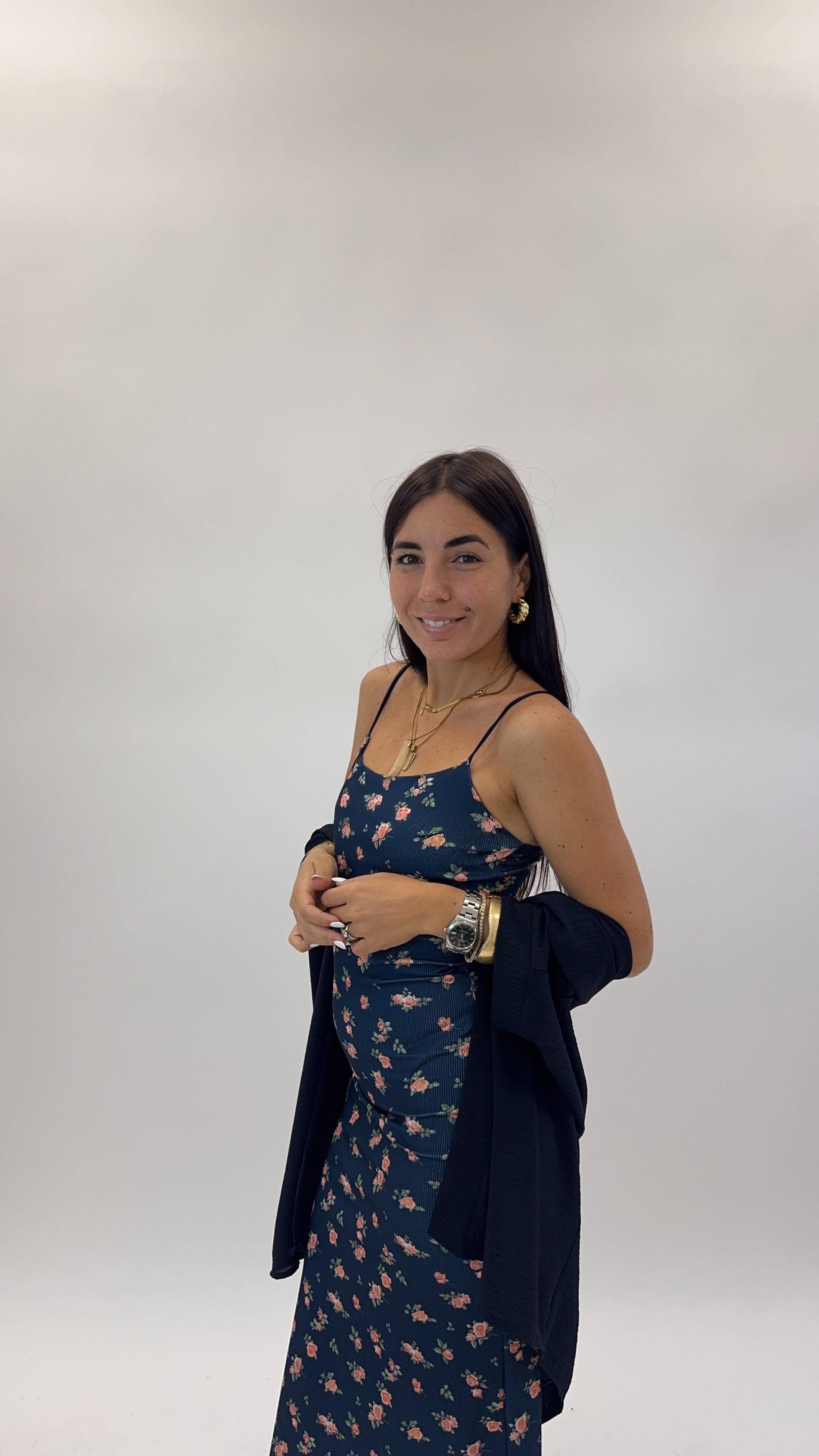 Abito Coste Basic Flowers Blu Notte
