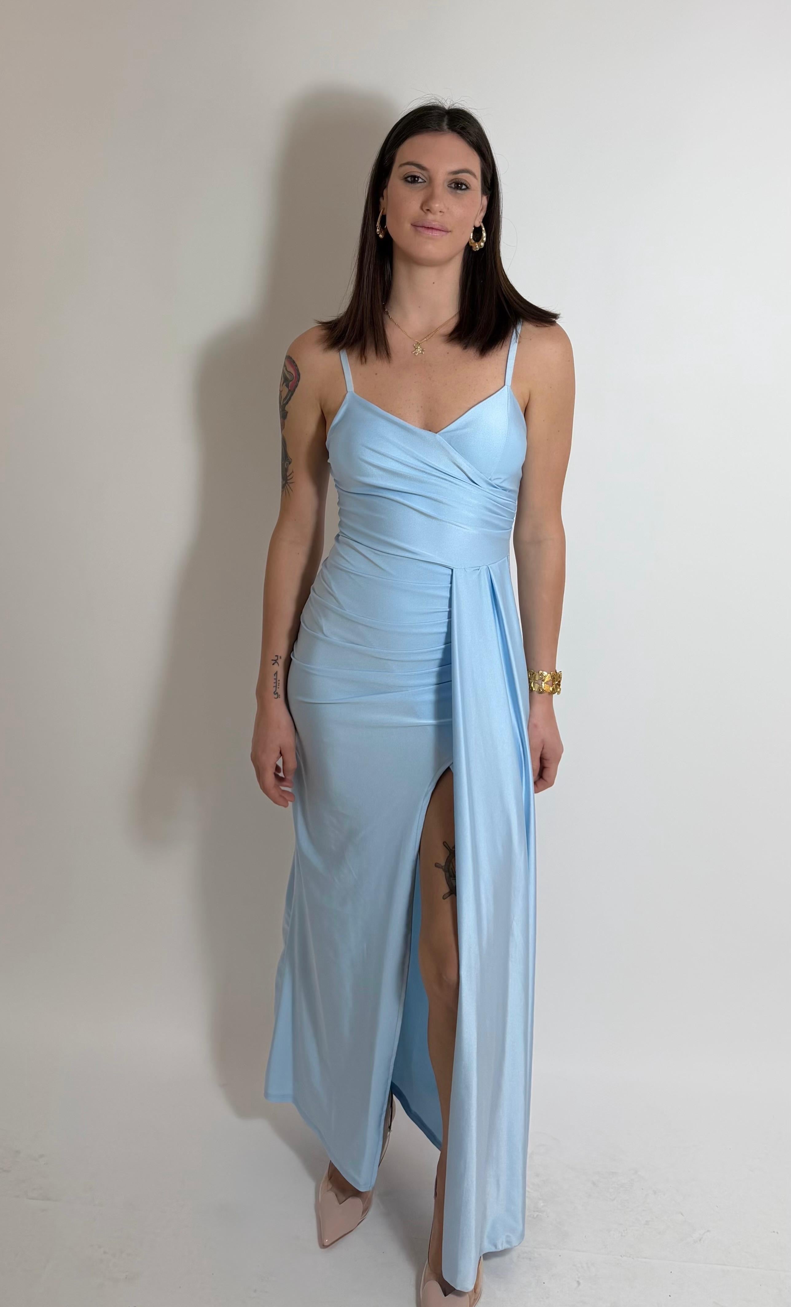 Abito Draped - Celeste